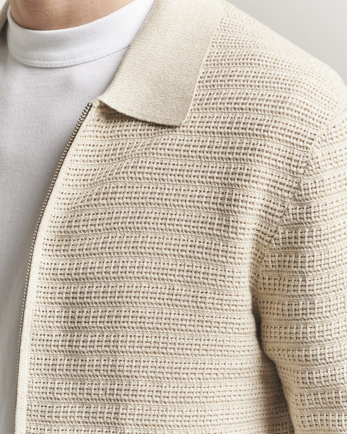 Hombres | Jerséis y prendas de punto | NN07 | Gustav Knitted Full Zip Ivory