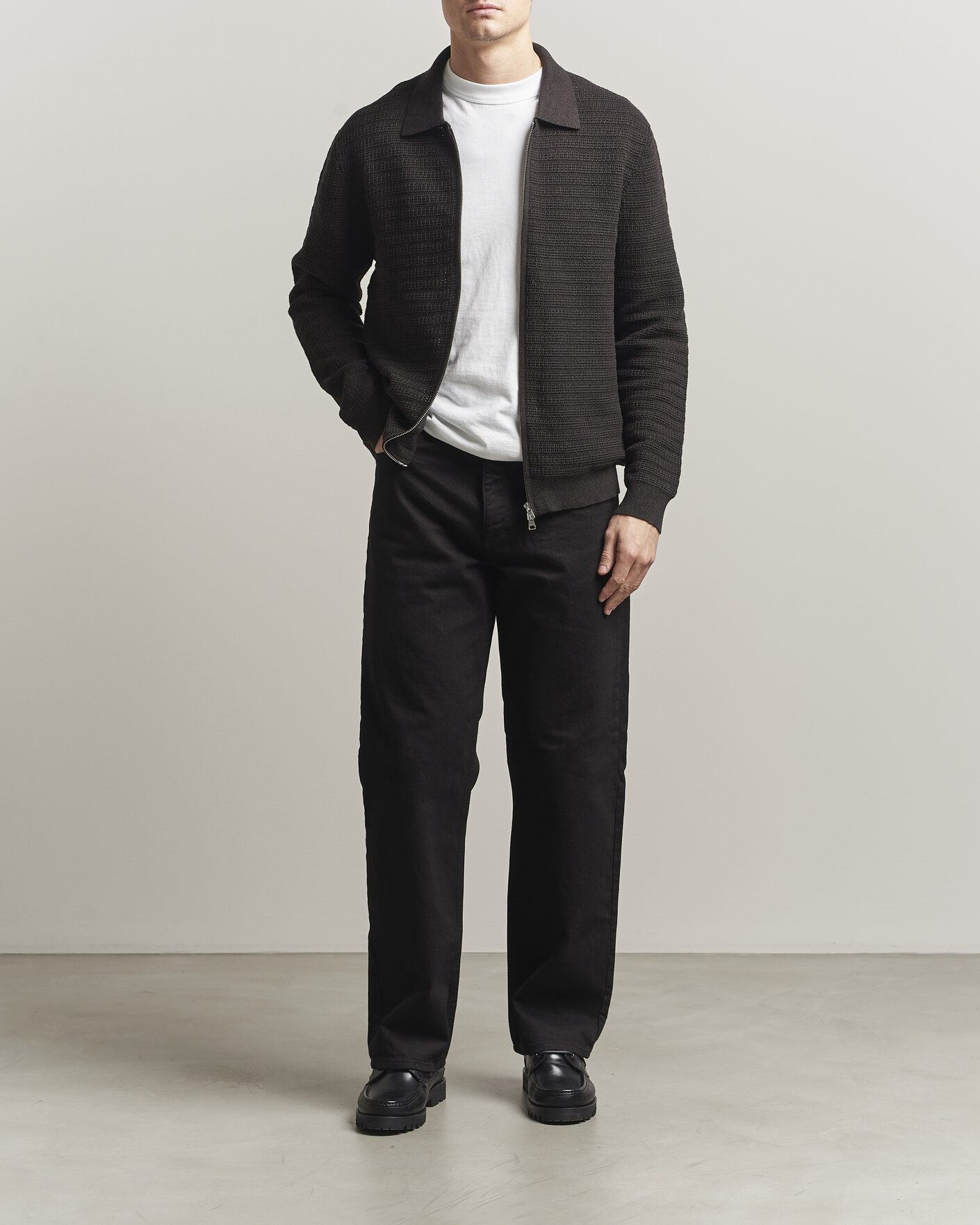 Hombres | Jerséis y prendas de punto | NN07 | Gustav Knitted Full Zip Deep Truffle
