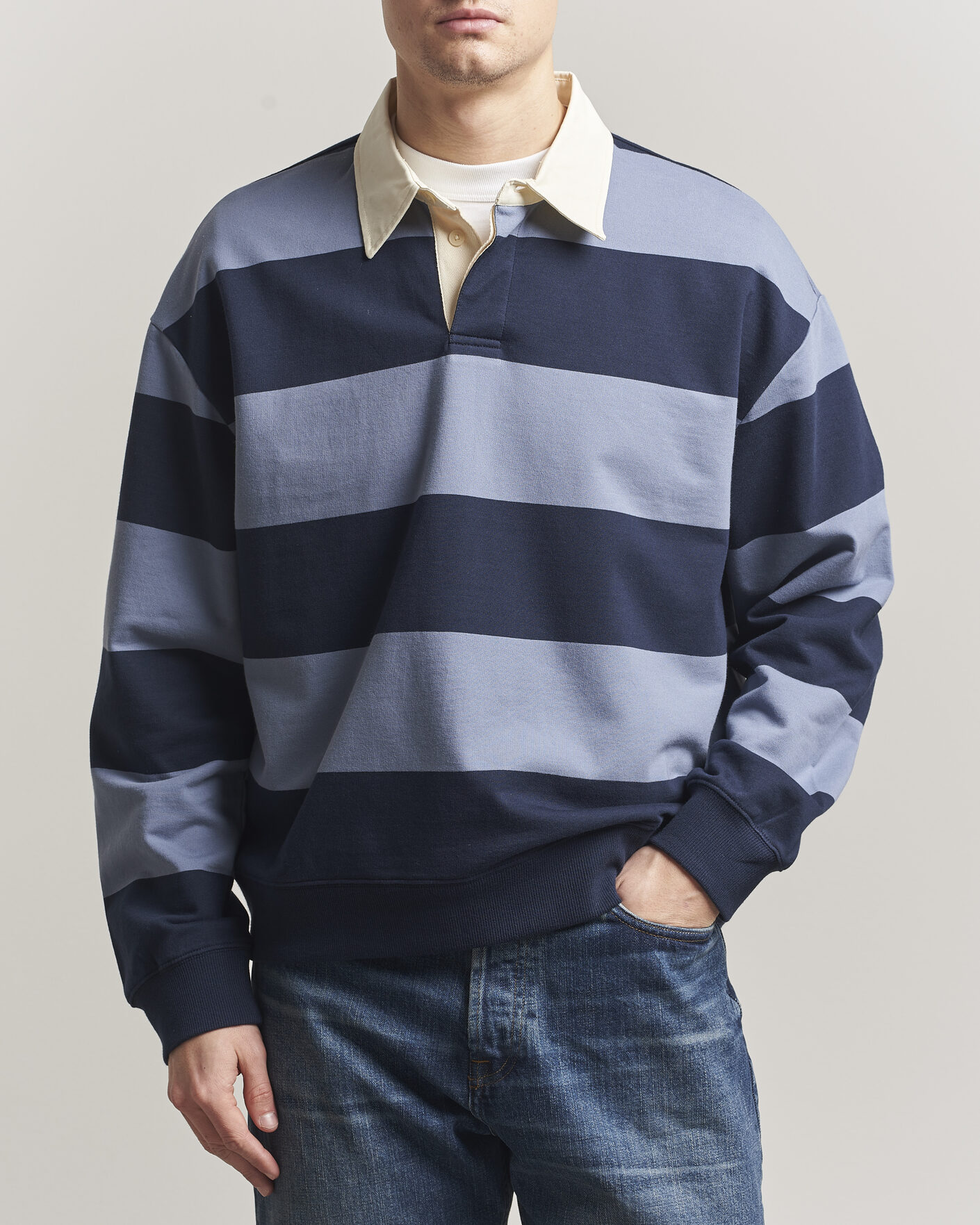 Hombres | Jerséis y prendas de punto | NN07 | David Rugby Sweater Blue Stripe
