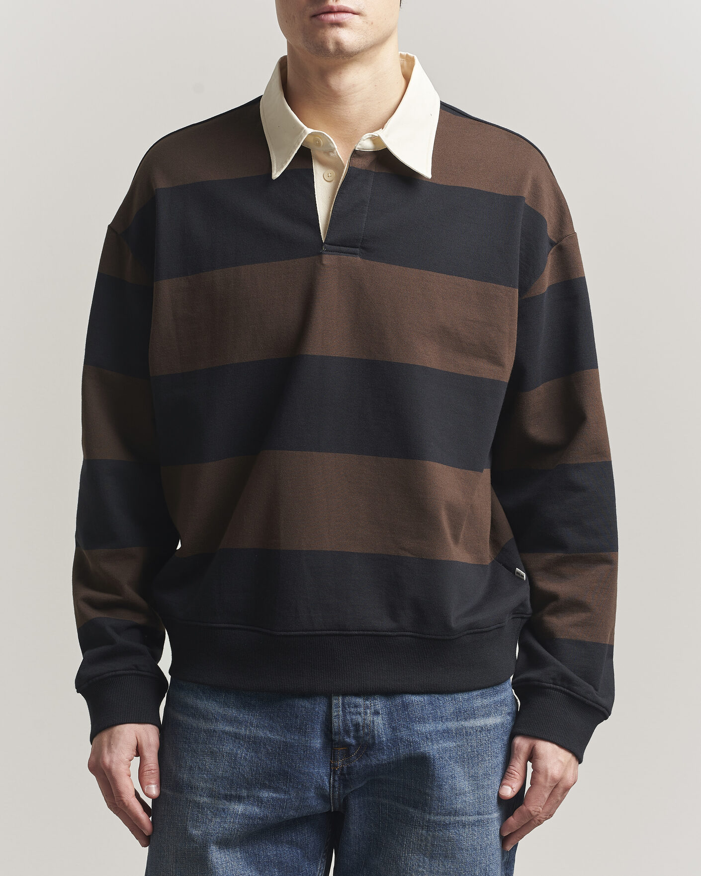 Hombres | Jerséis y prendas de punto | NN07 | David Rugby Sweater Brown Stripe