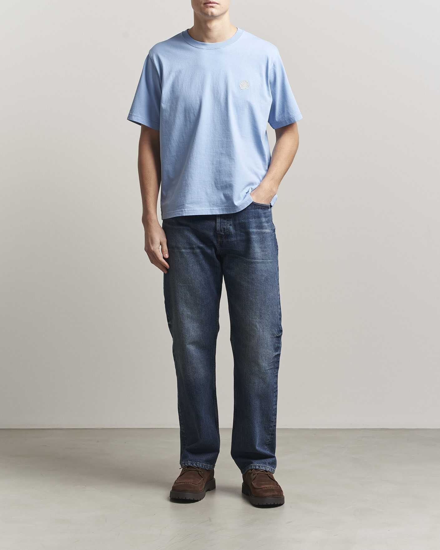 Hombres | Camisetas | NN07 | Jett Embroidered Crew Neck T-Shirt Cerulian Blue