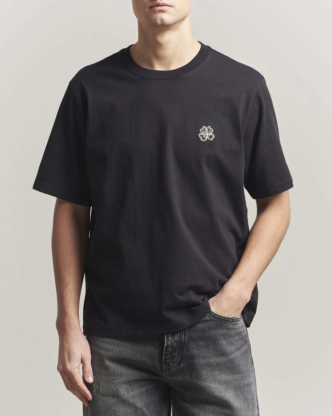 Hombres | Camisetas | NN07 | Jett Embroidered Crew Neck T-Shirt Black