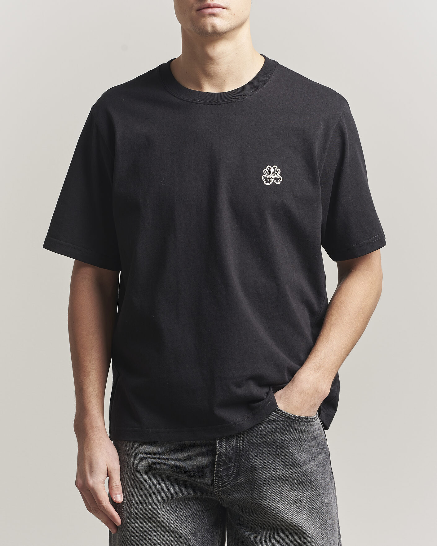 Hombres | Camisetas | NN07 | Jett Embroidered Crew Neck T-Shirt Black