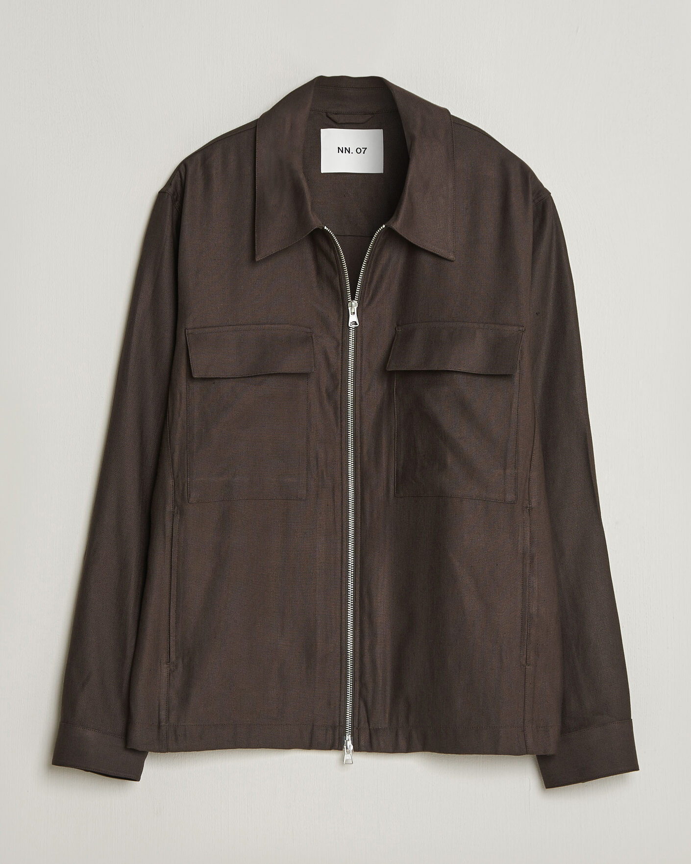 Hombres | Camisas | NN07 | Alban Linen/Viscose Overshirt Deep Truffle