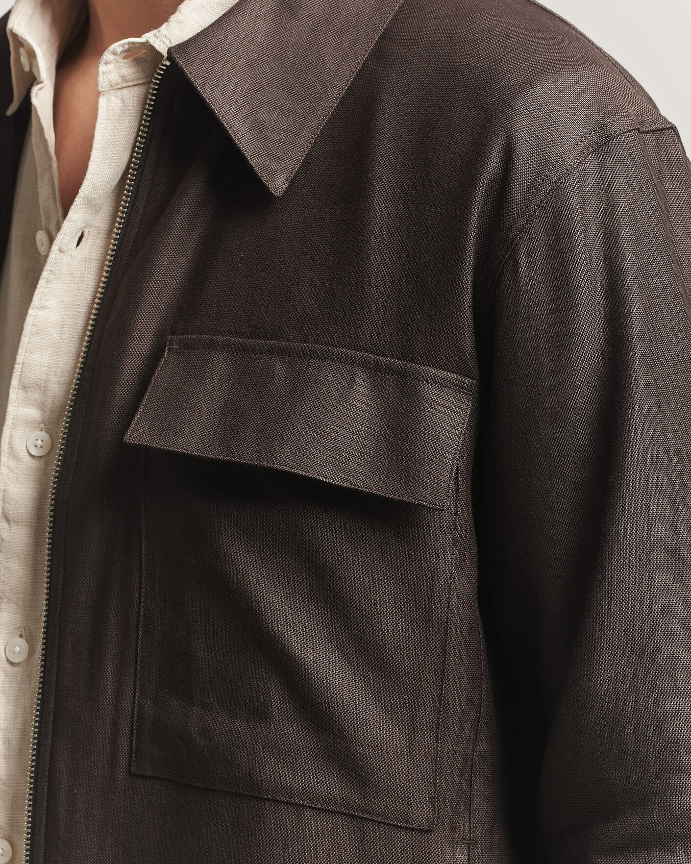 Hombres | Camisas | NN07 | Alban Linen/Viscose Overshirt Deep Truffle
