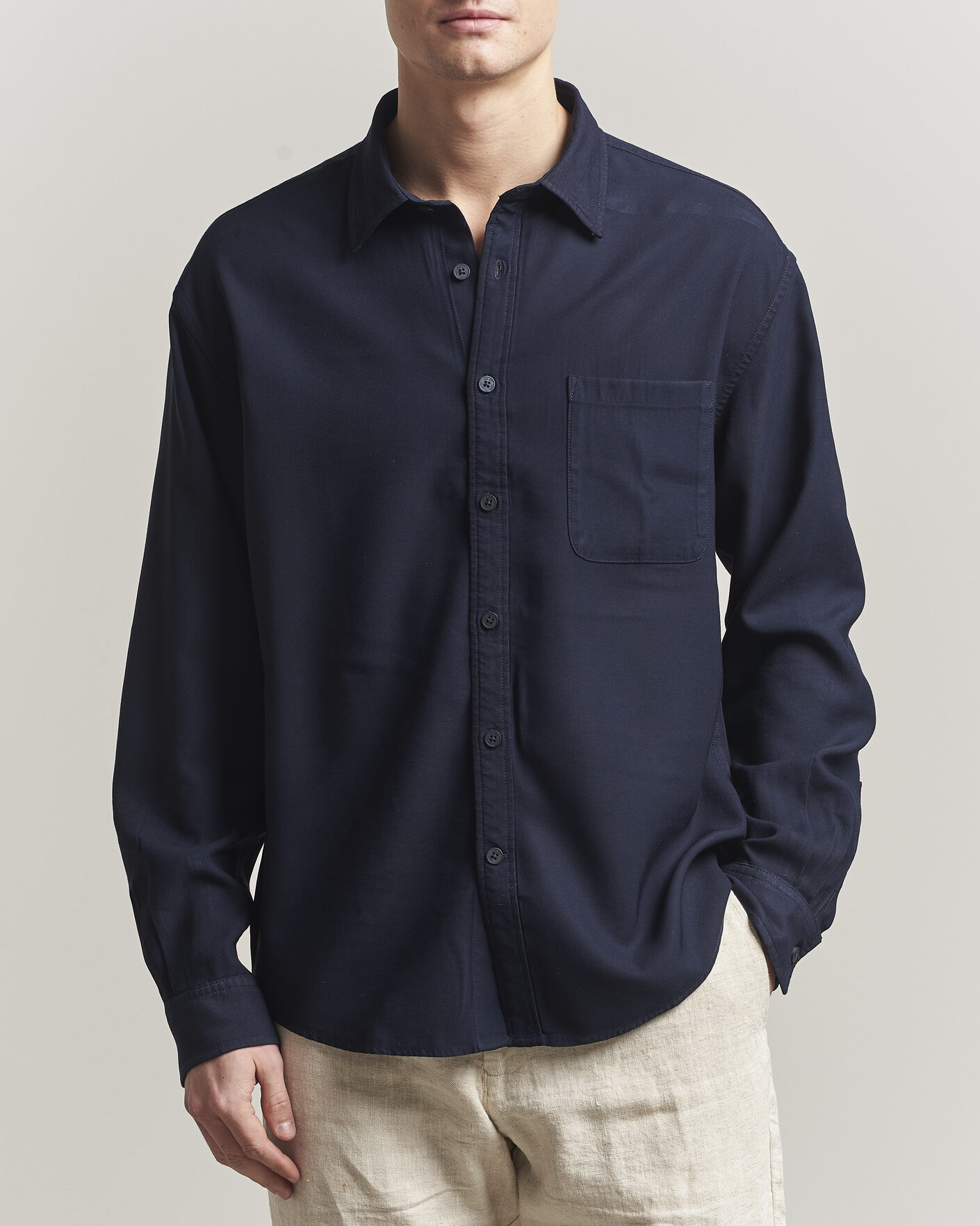 Hombres | Camisas | NN07 | Deon Tencel Shirt Navy Blue