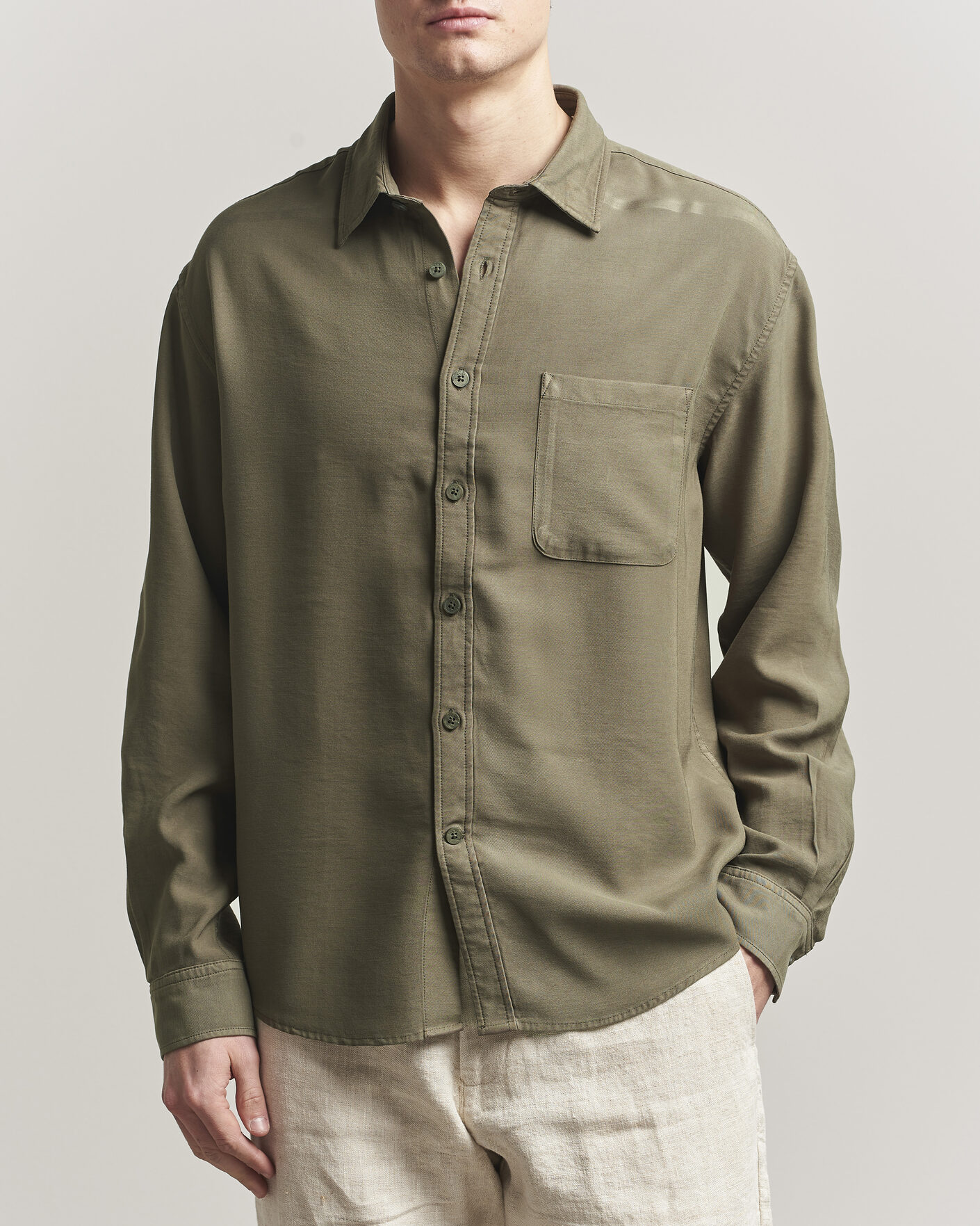 Hombres | Camisas | NN07 | Deon Tencel Shirt Capers Green