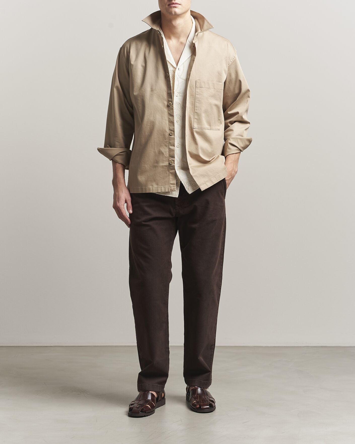 Hombres | Camisas | NN07 | Freddy Cotton Overshirt Desert Khaki