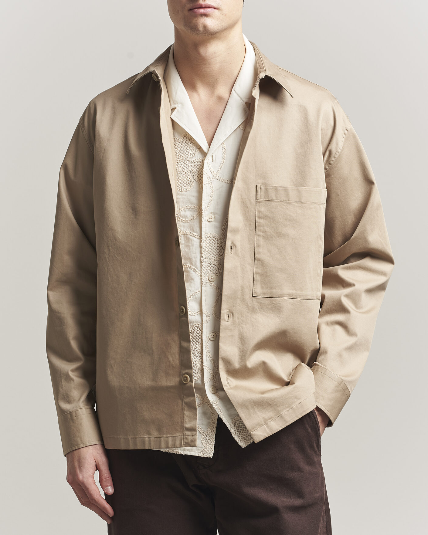 Hombres | Camisas | NN07 | Freddy Cotton Overshirt Desert Khaki