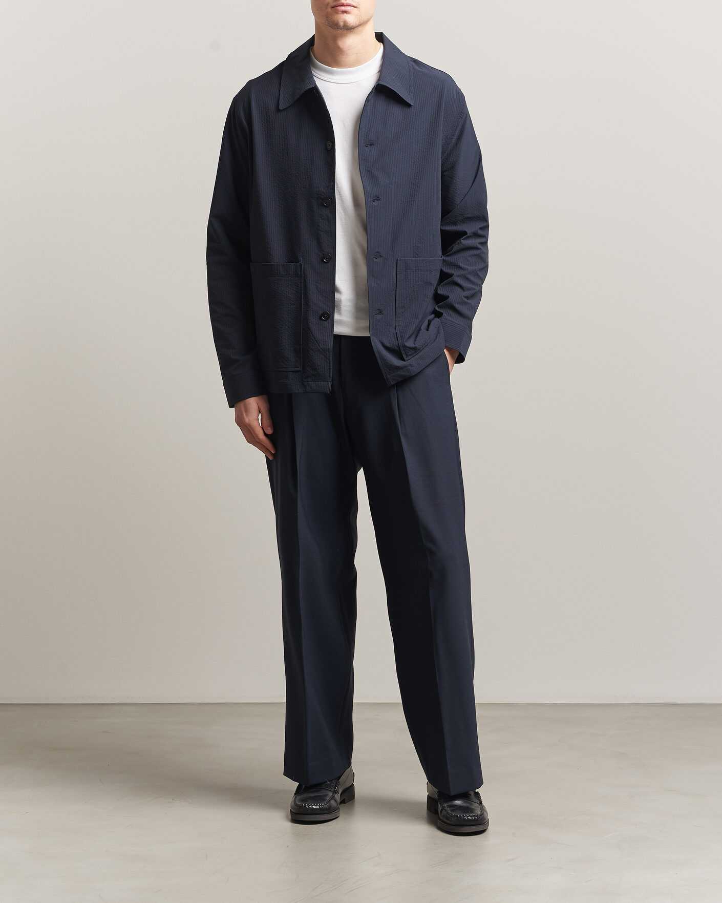 Hombres | Camisas | NN07 | Blaze Seersucker Overshirt Navy Blue