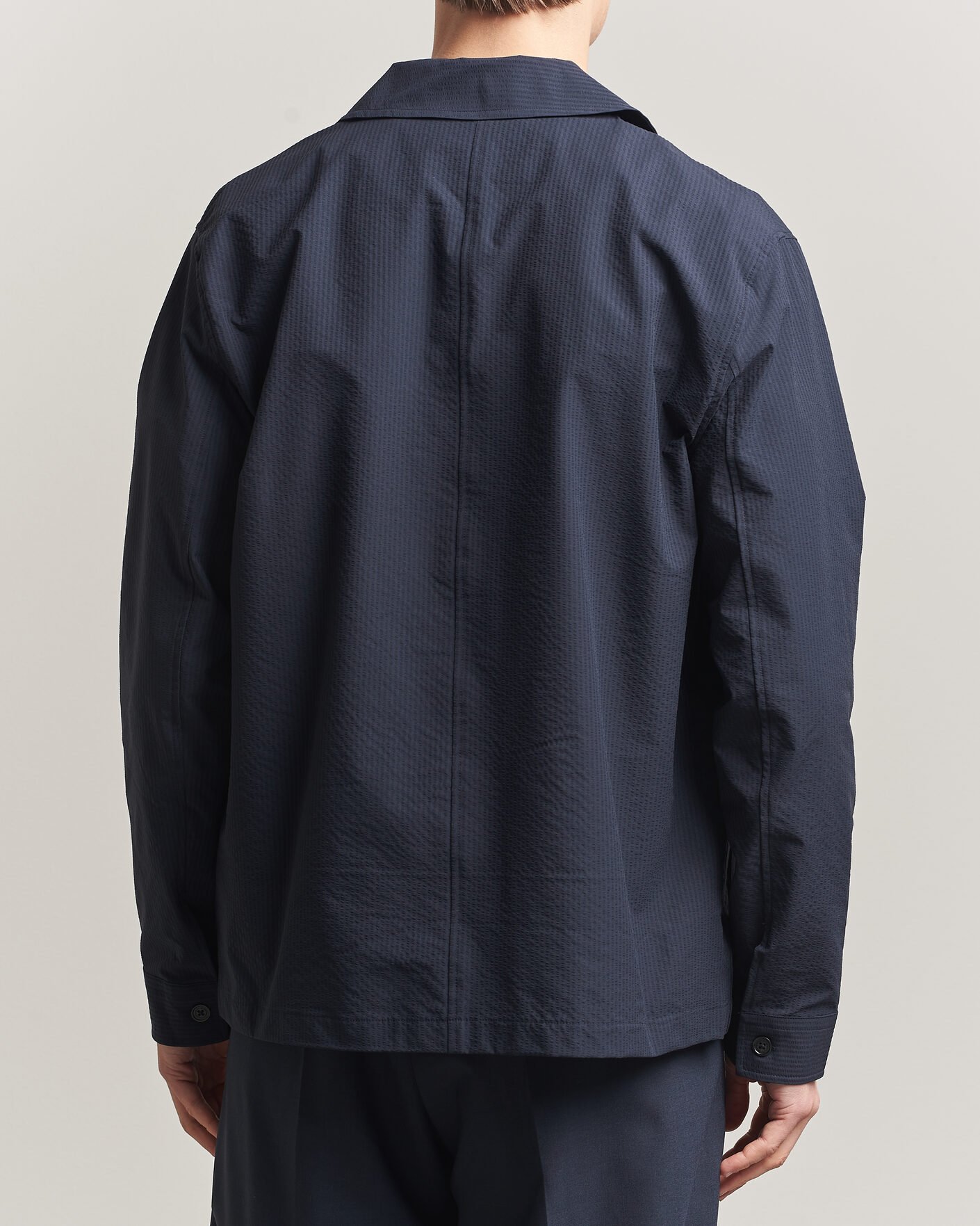Hombres | Camisas | NN07 | Blaze Seersucker Overshirt Navy Blue