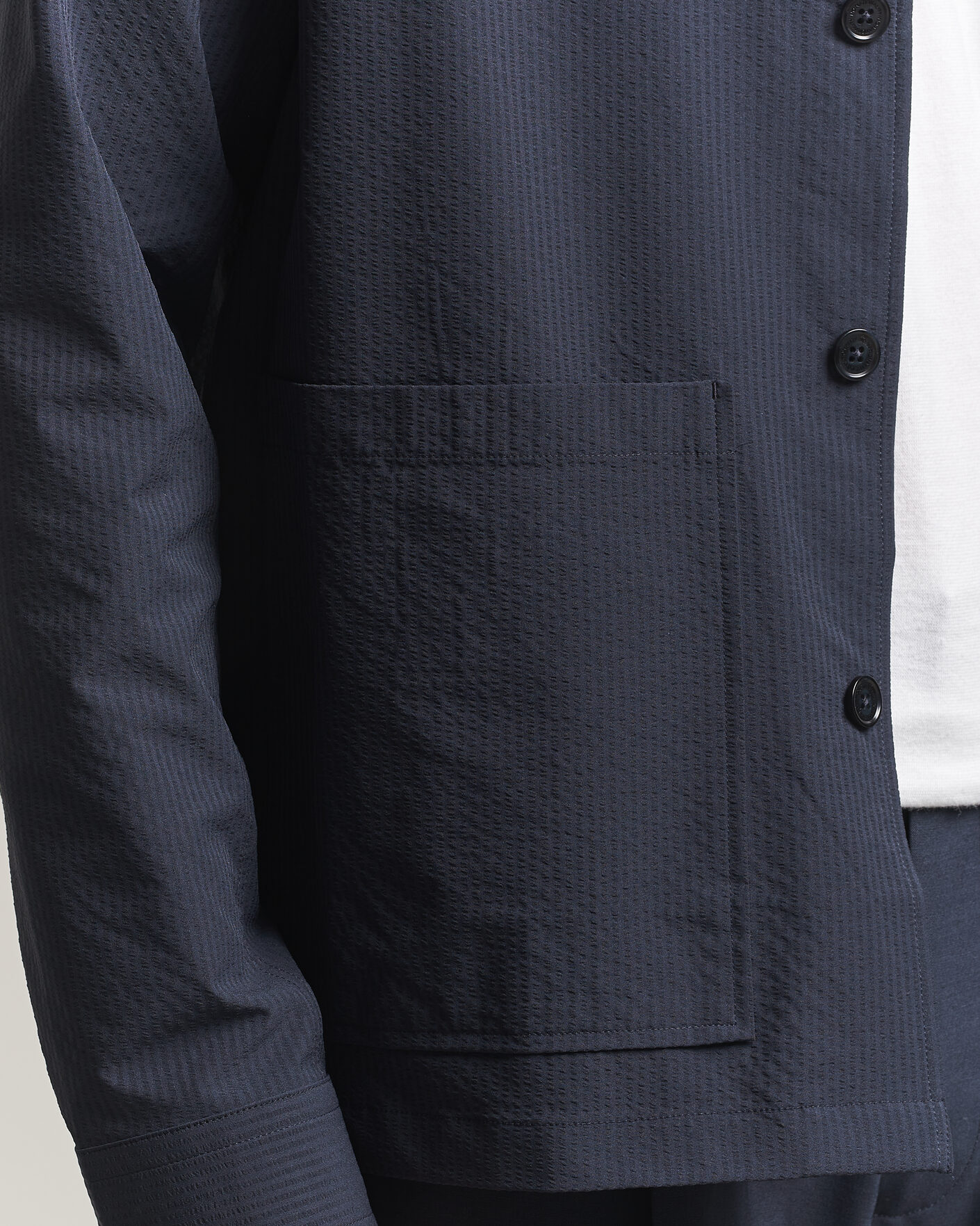 Hombres | Camisas | NN07 | Blaze Seersucker Overshirt Navy Blue