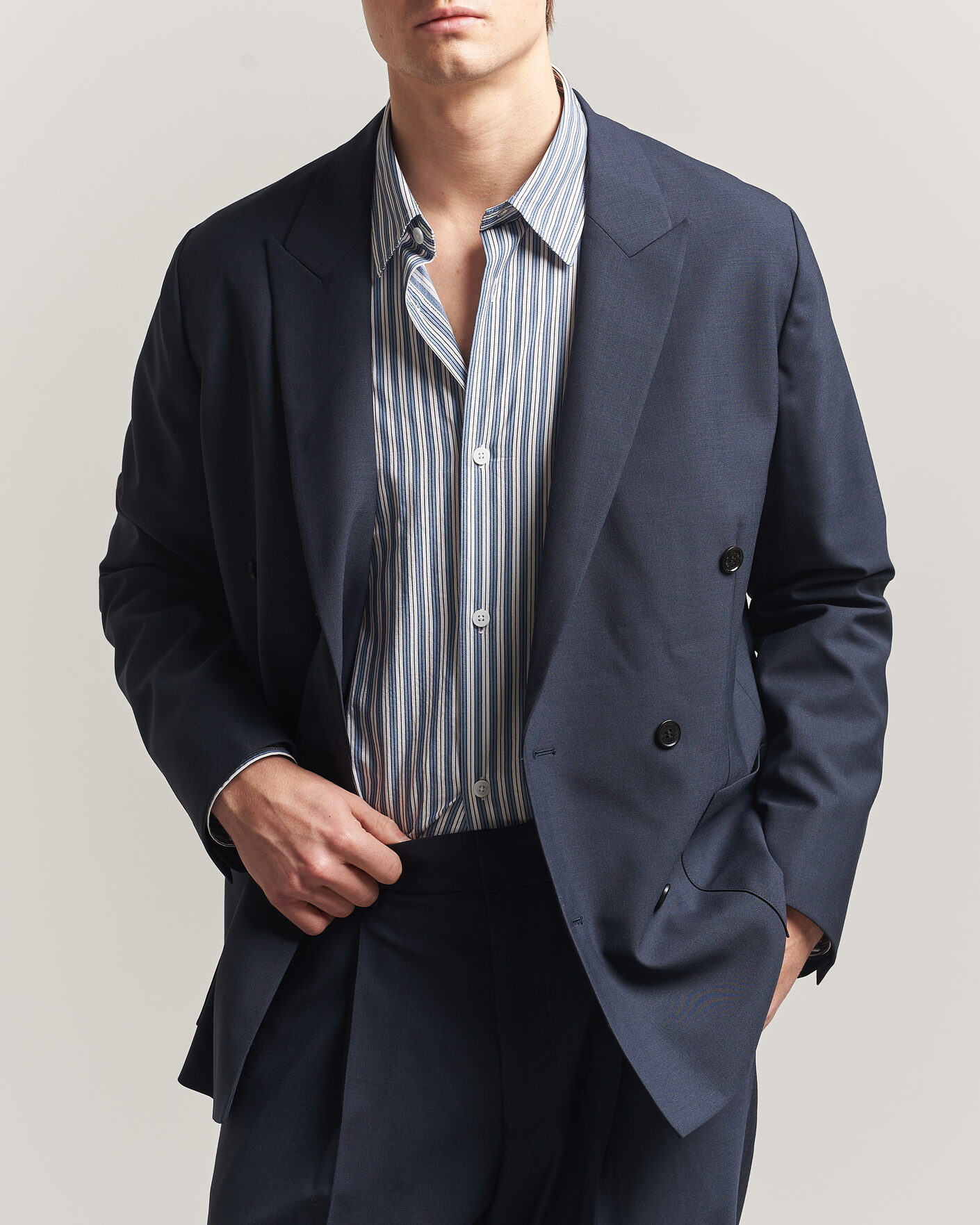 Hombres | Blazers | NN07 | Jordin Summer Wool Double Breasted Blazer Deep Navy