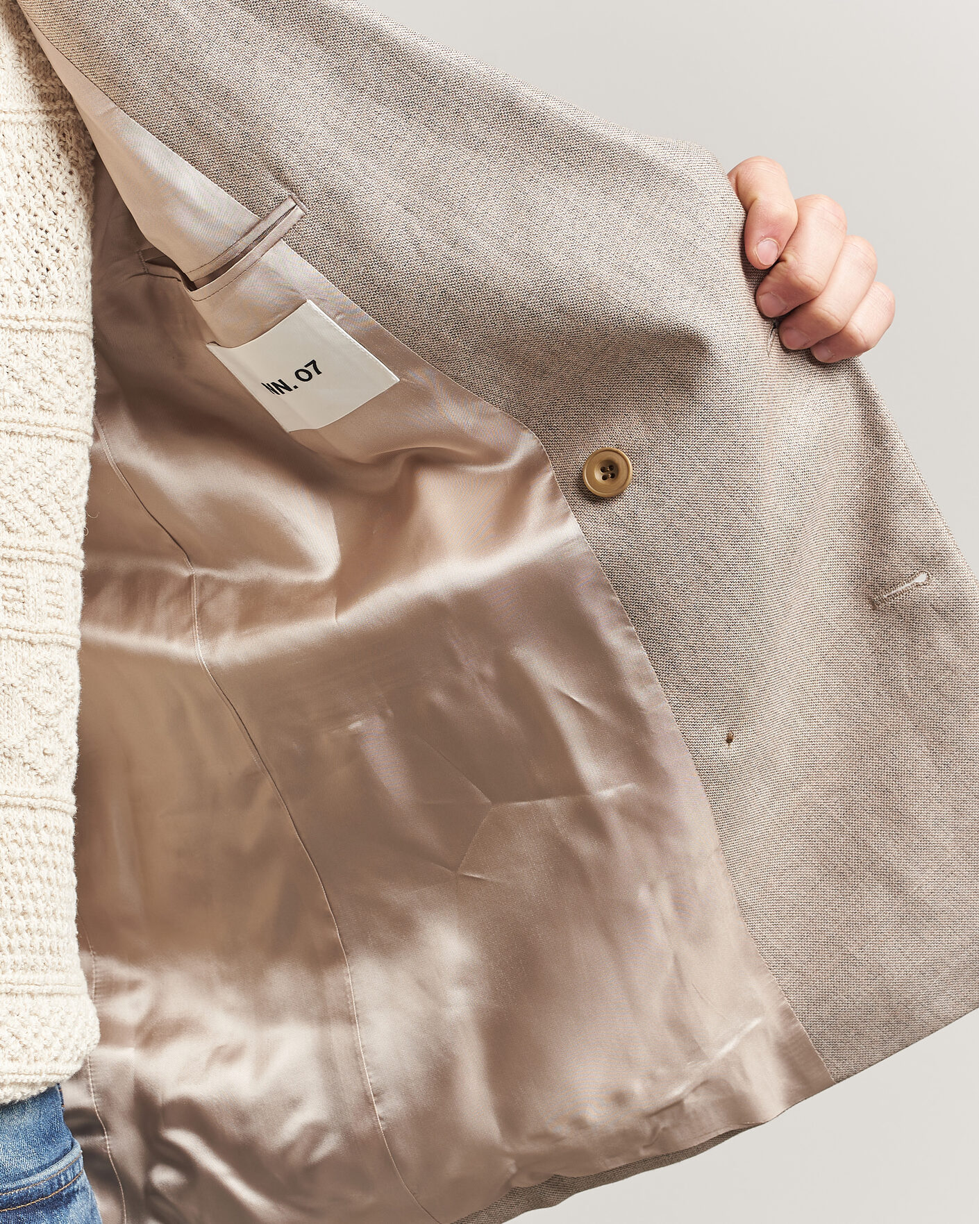 Hombres | Blazers | NN07 | Jordin Linen/Wool Double Breasted Blazer Khaki Melange