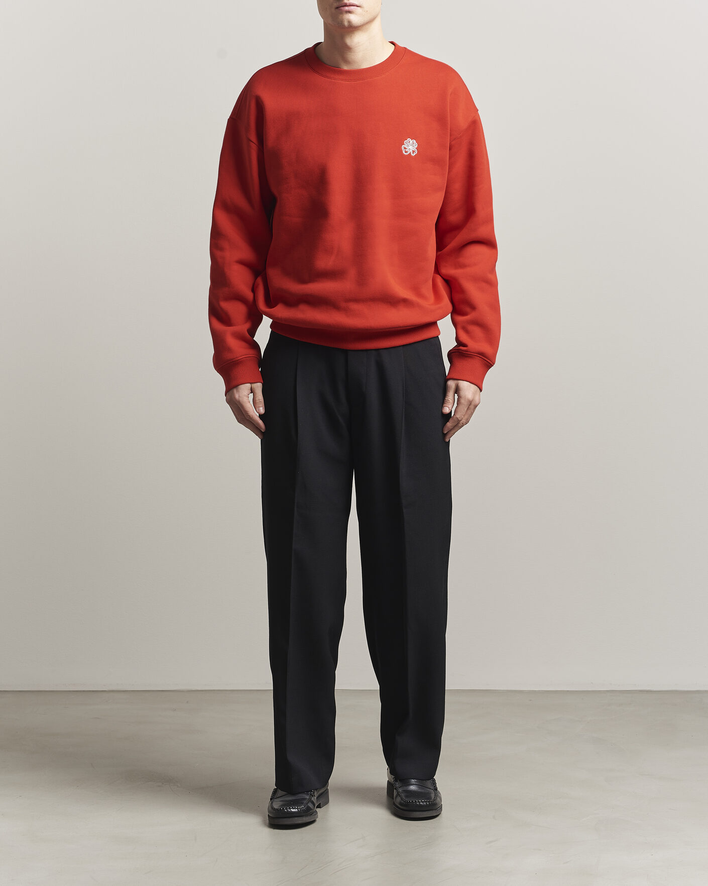 Hombres | Jerséis y prendas de punto | NN07 | David Embroidered Crew Neck Sweatshirt Chili Red
