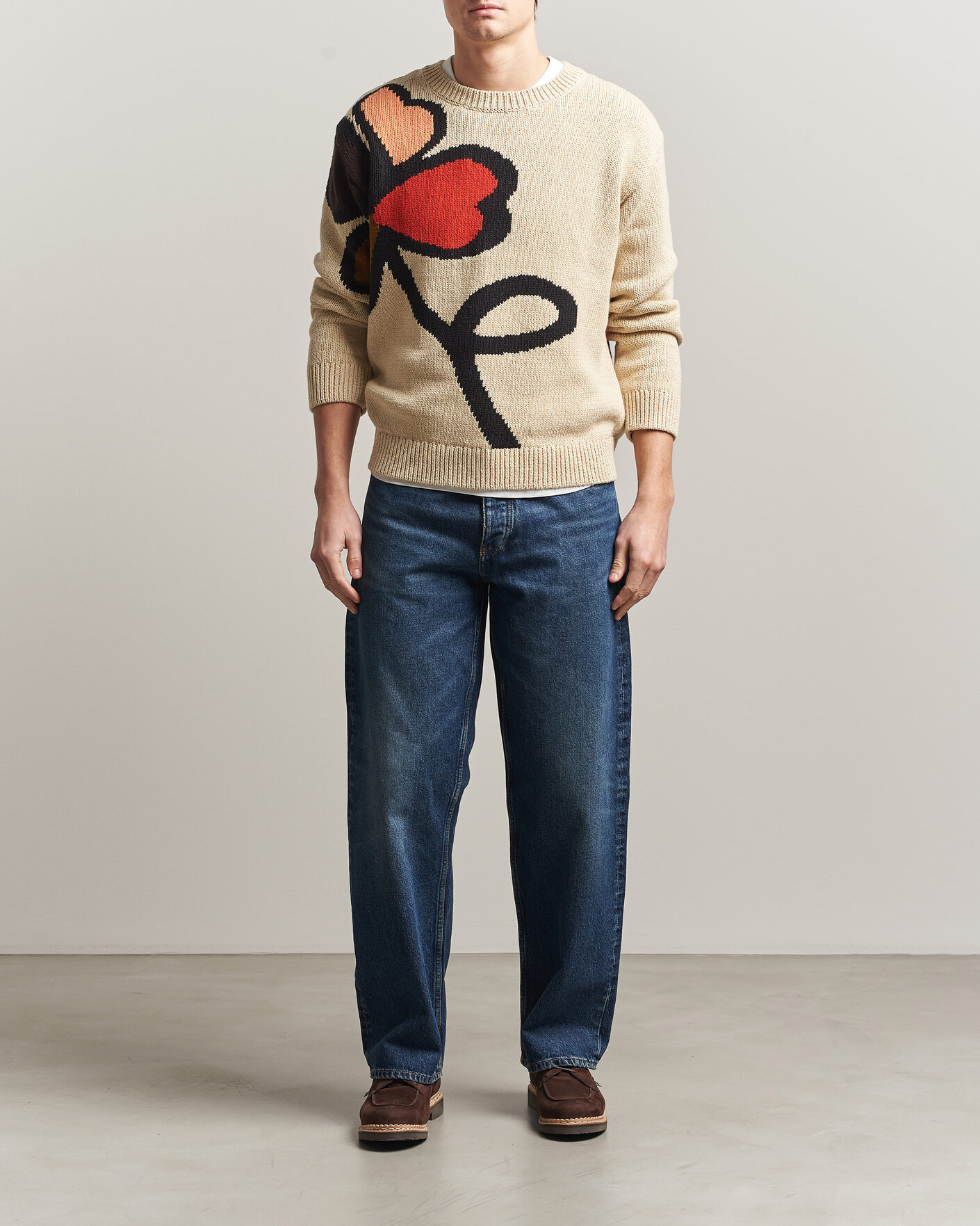 Hombres | Jerséis y prendas de punto | NN07 | Todd Printed Flower Sweater Ecru Multi
