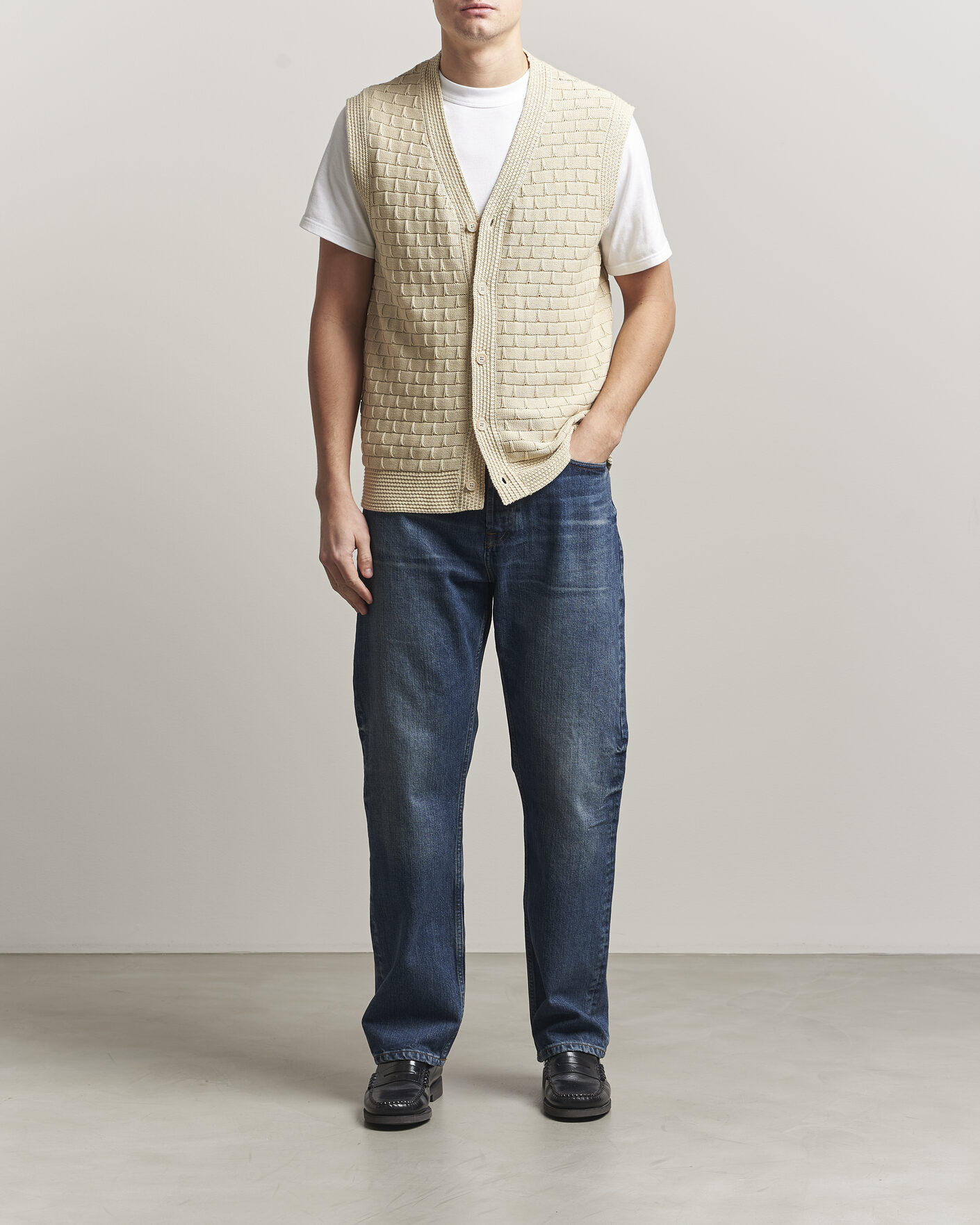 Hombres | Jerséis y prendas de punto | NN07 | Reece Knitted Vest Ecru