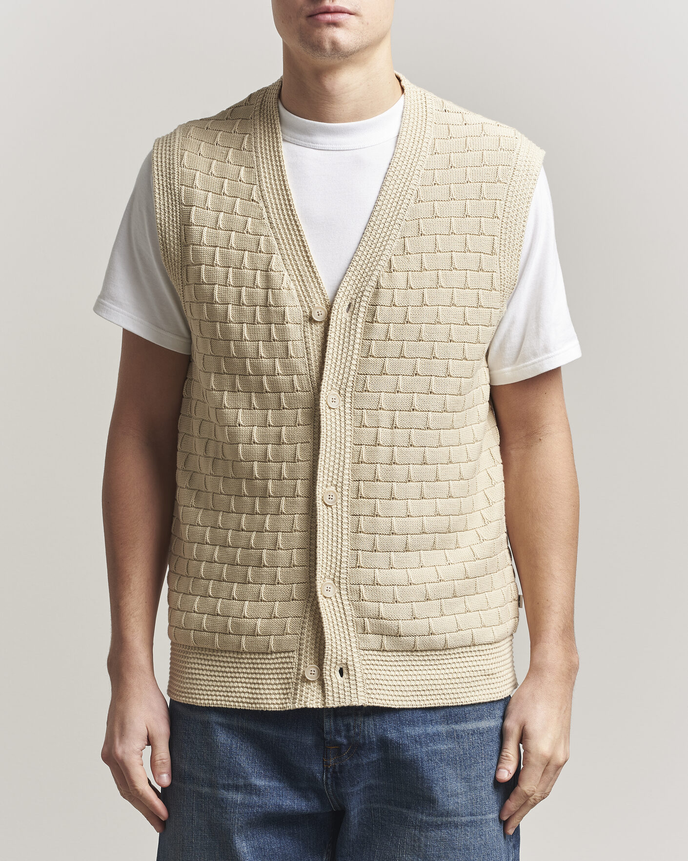 Hombres | Jerséis y prendas de punto | NN07 | Reece Knitted Vest Ecru