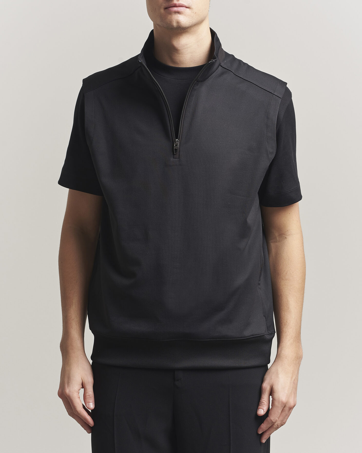 Hombres | Chalecos | RLX Ralph Lauren | Half-Zip Luxury Jersey Vest Polo Black