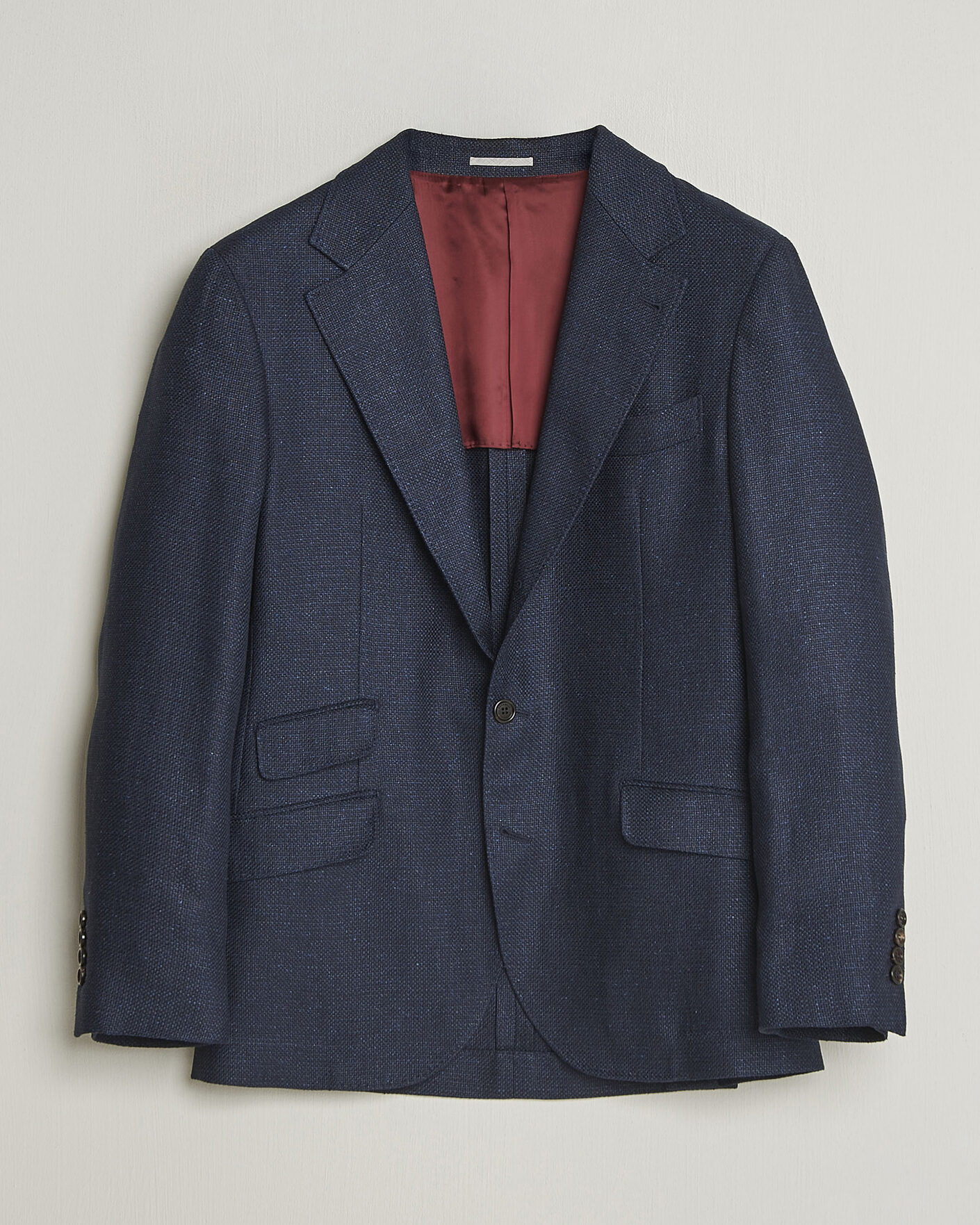 Hombres | Blazers | Brunello Cucinelli | Linen/Silk Hopsack Blazer Navy