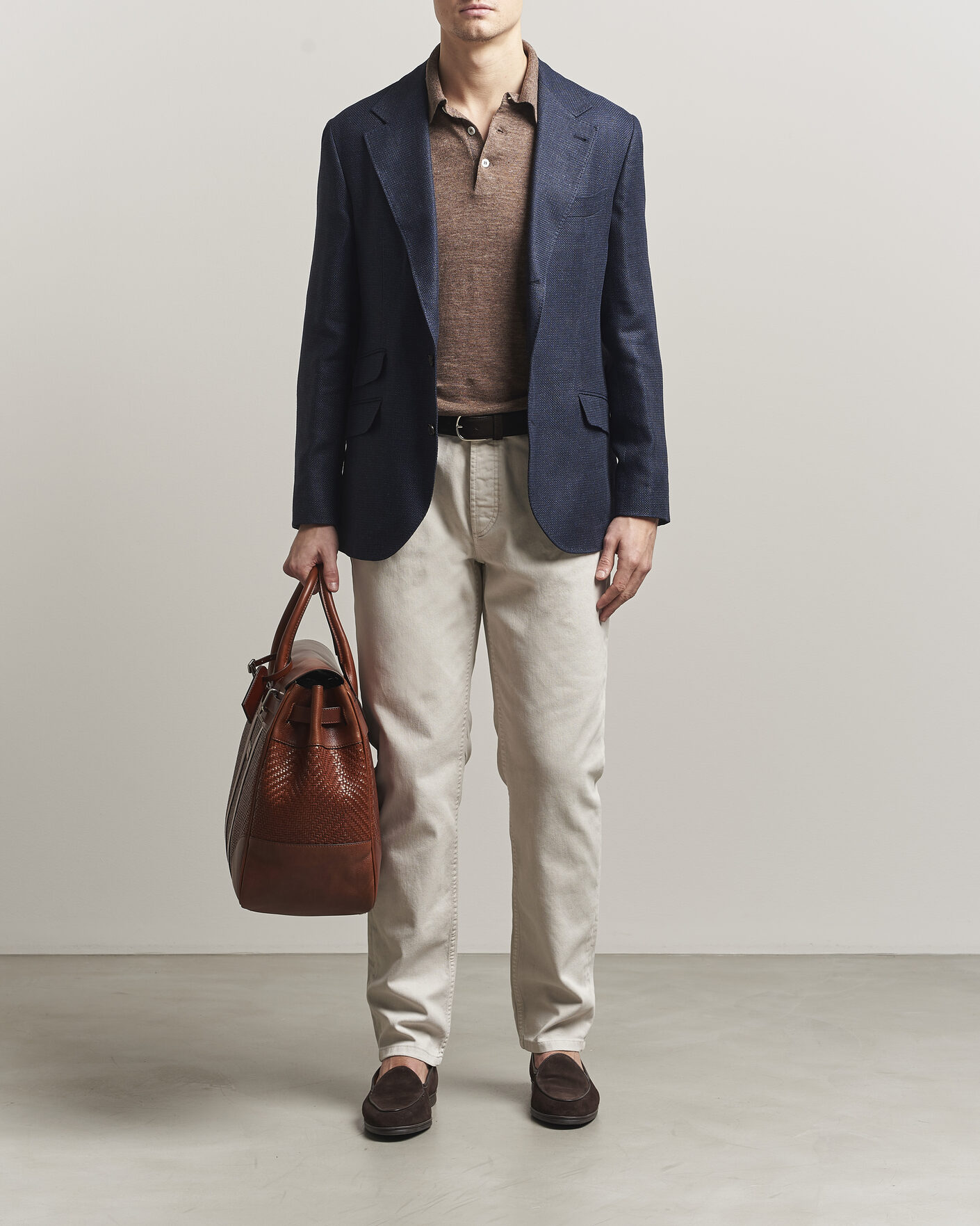 Hombres | Blazers | Brunello Cucinelli | Linen/Silk Hopsack Blazer Navy