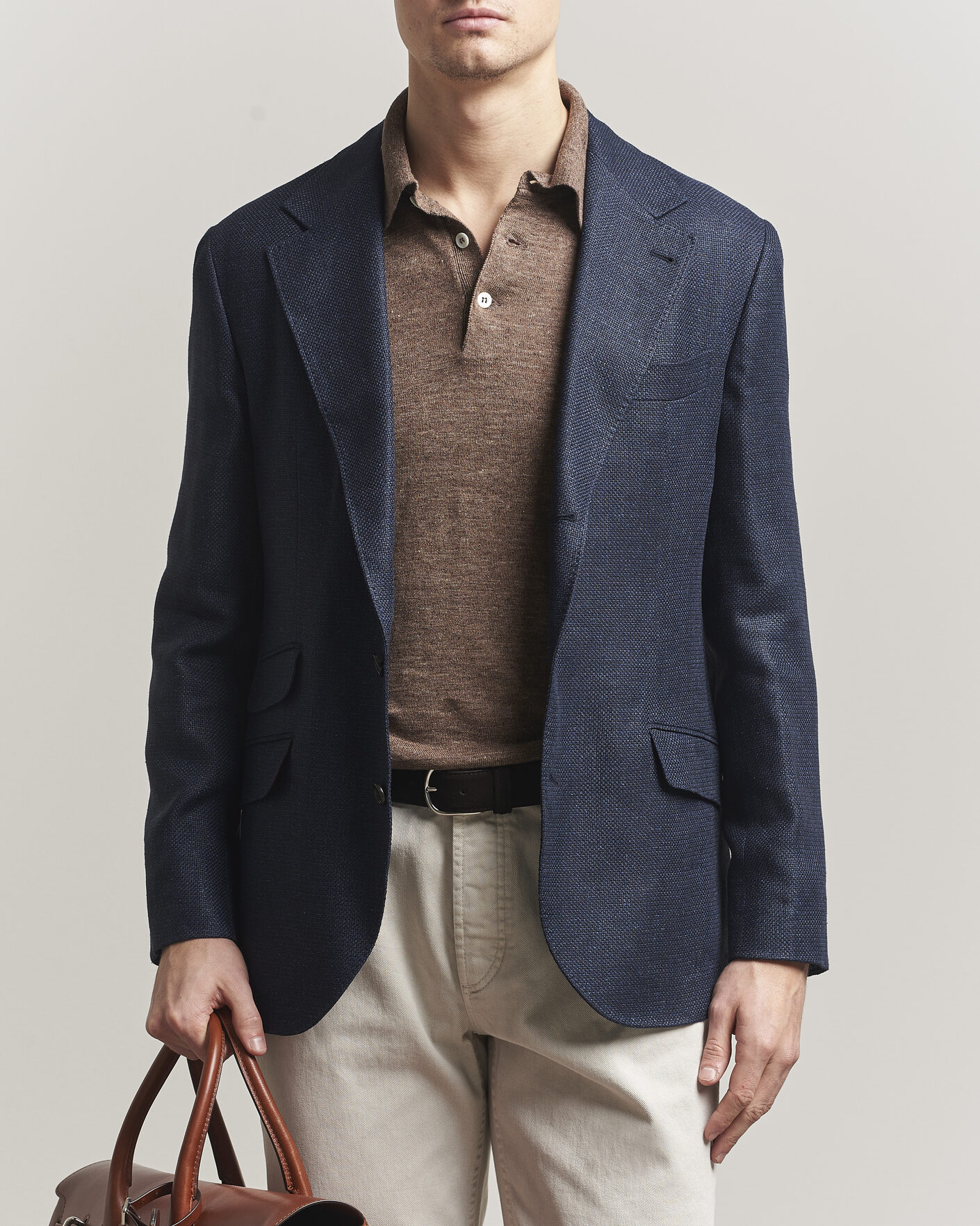 Hombres | Blazers | Brunello Cucinelli | Linen/Silk Hopsack Blazer Navy