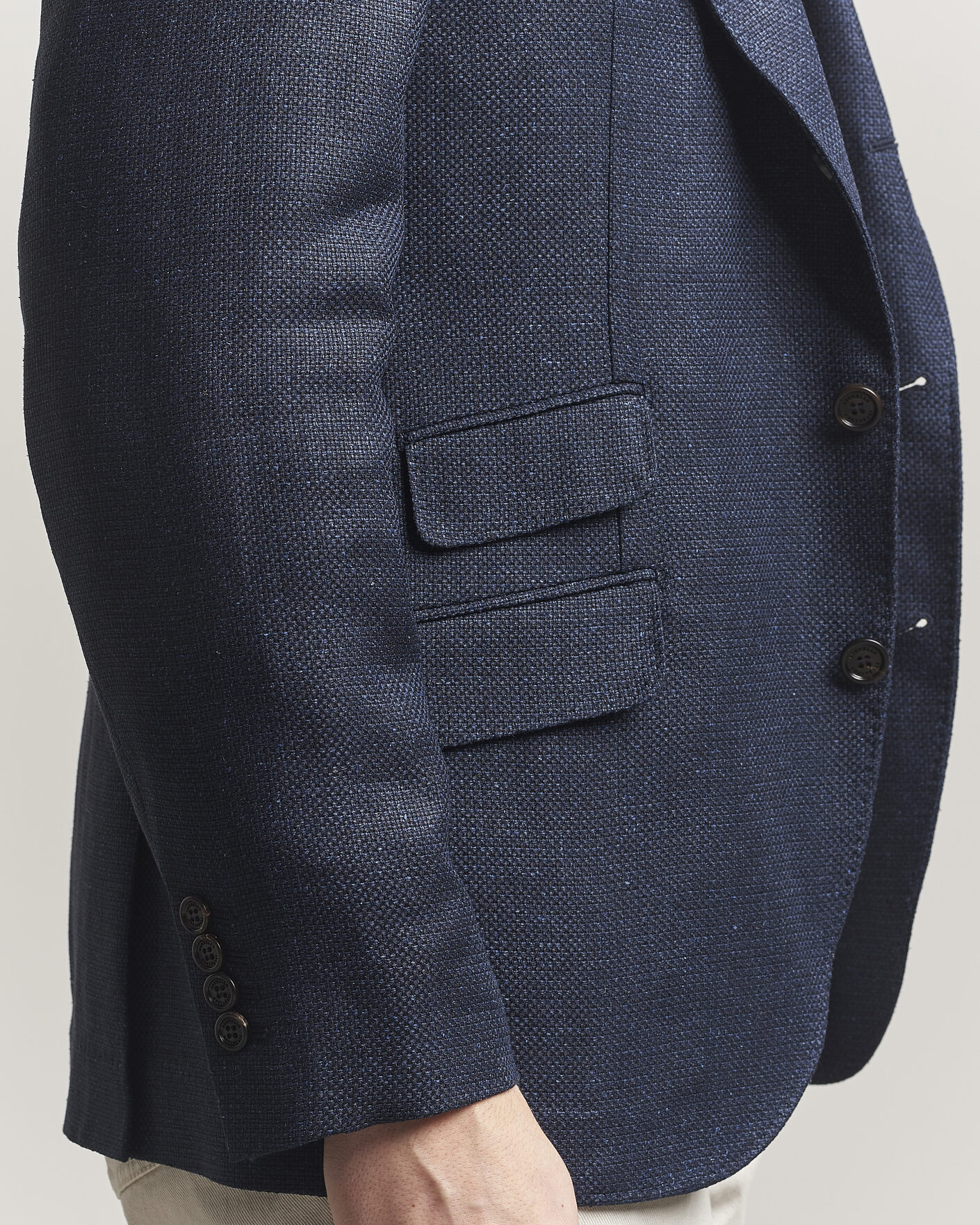 Hombres | Blazers | Brunello Cucinelli | Linen/Silk Hopsack Blazer Navy