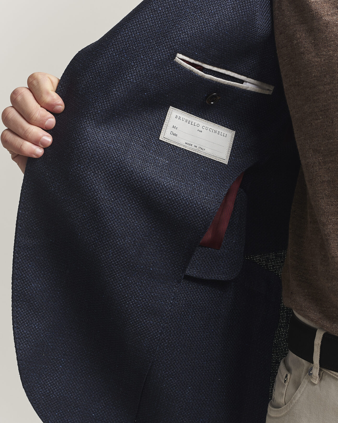 Hombres | Blazers | Brunello Cucinelli | Linen/Silk Hopsack Blazer Navy