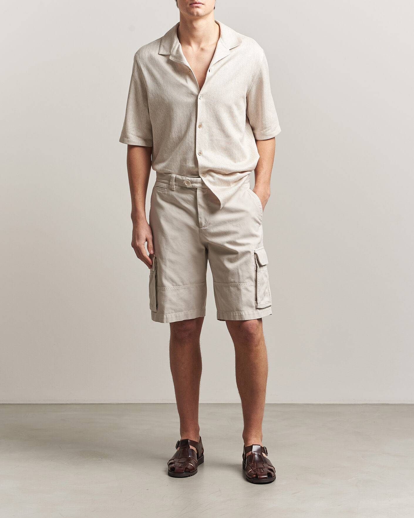 Hombres | Pantalones cortos | Brunello Cucinelli | Cotton Cargo Shorts Light Beige