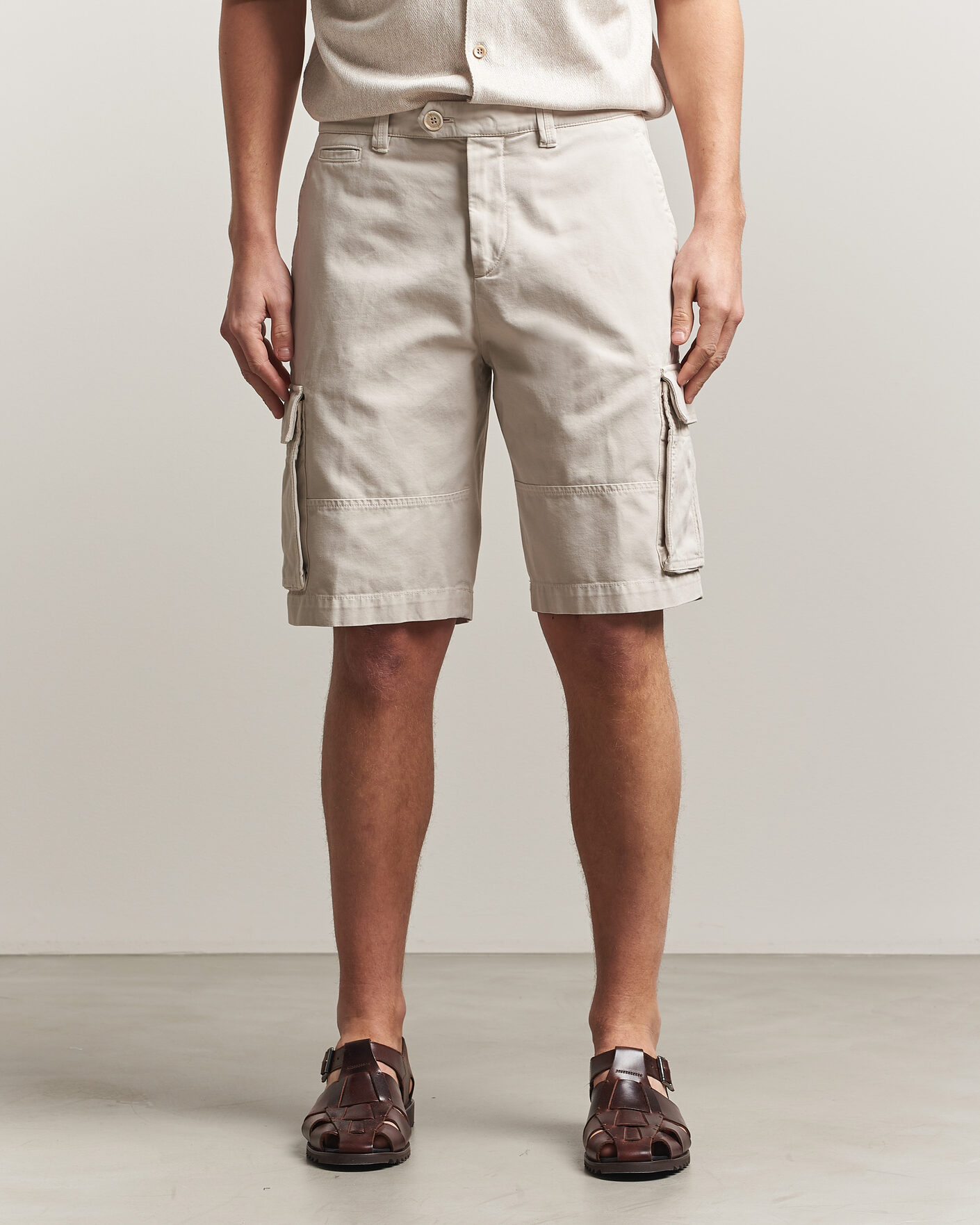 Hombres | Pantalones cortos | Brunello Cucinelli | Cotton Cargo Shorts Light Beige