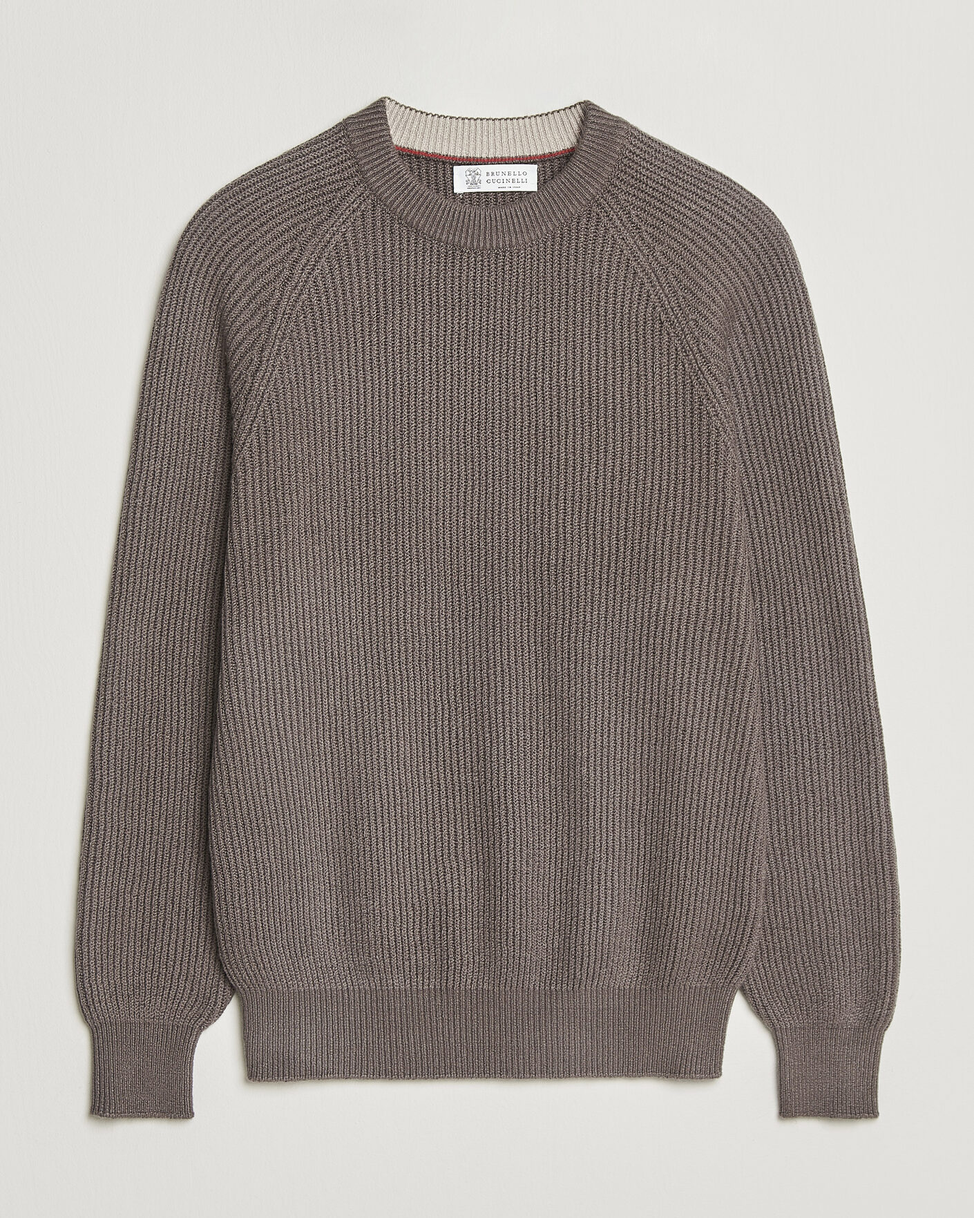 Hombres | Jerséis y prendas de punto | Brunello Cucinelli | Heavy Cotton Rib Sweater Light Brown