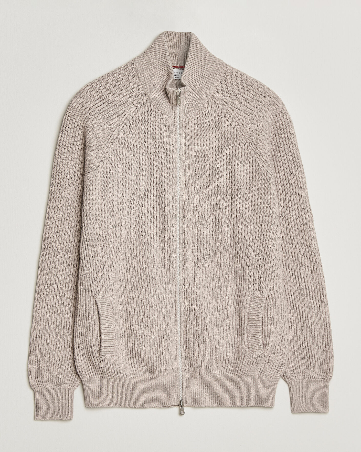 Hombres | Jerséis y prendas de punto | Brunello Cucinelli | Heavy Cotton Rib Zip Cardigan Beige