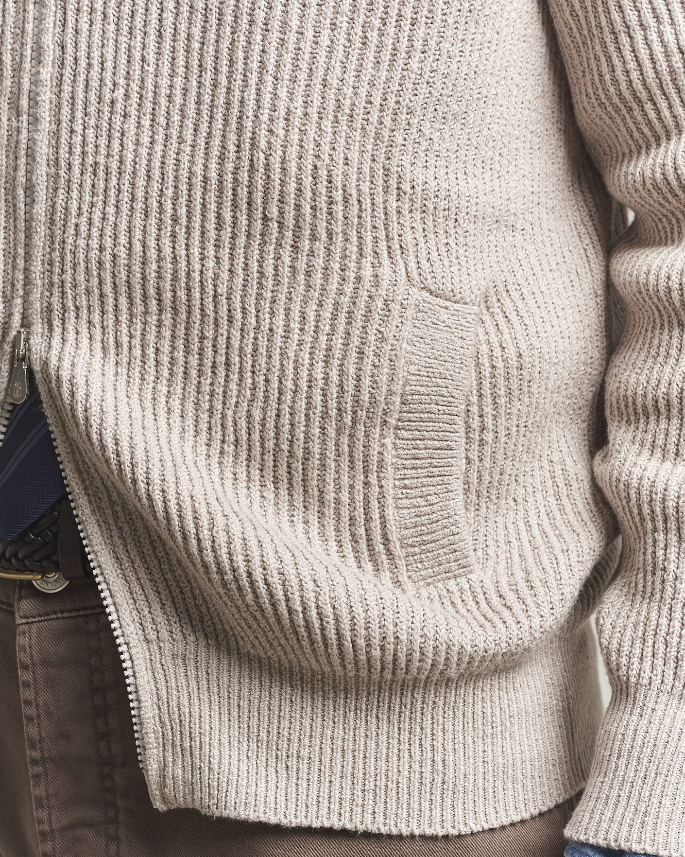 Hombres | Jerséis y prendas de punto | Brunello Cucinelli | Heavy Cotton Rib Zip Cardigan Beige