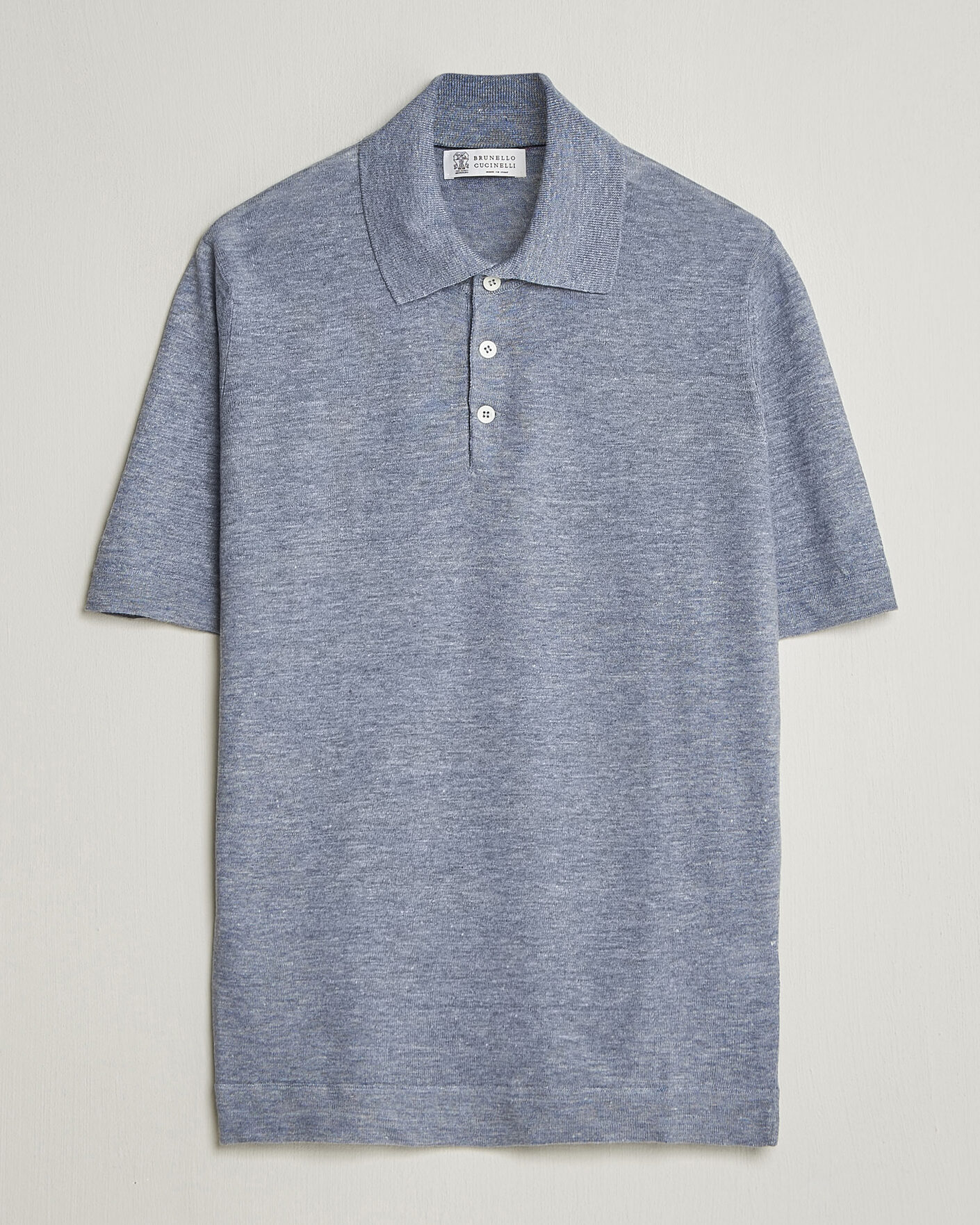 Hombres | Polos | Brunello Cucinelli | Linen Knitted Polo Light Blue