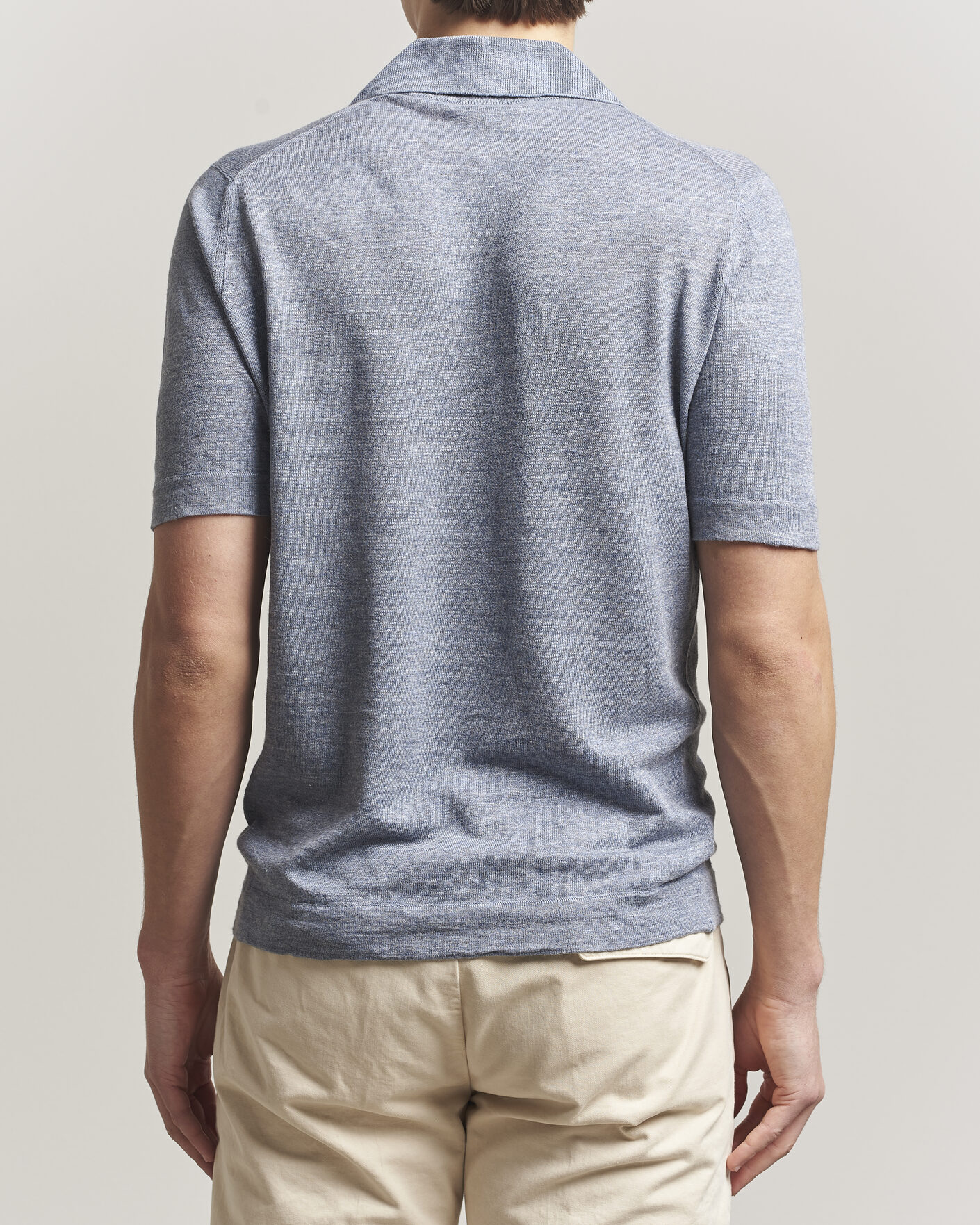 Hombres | Polos | Brunello Cucinelli | Linen Knitted Polo Light Blue