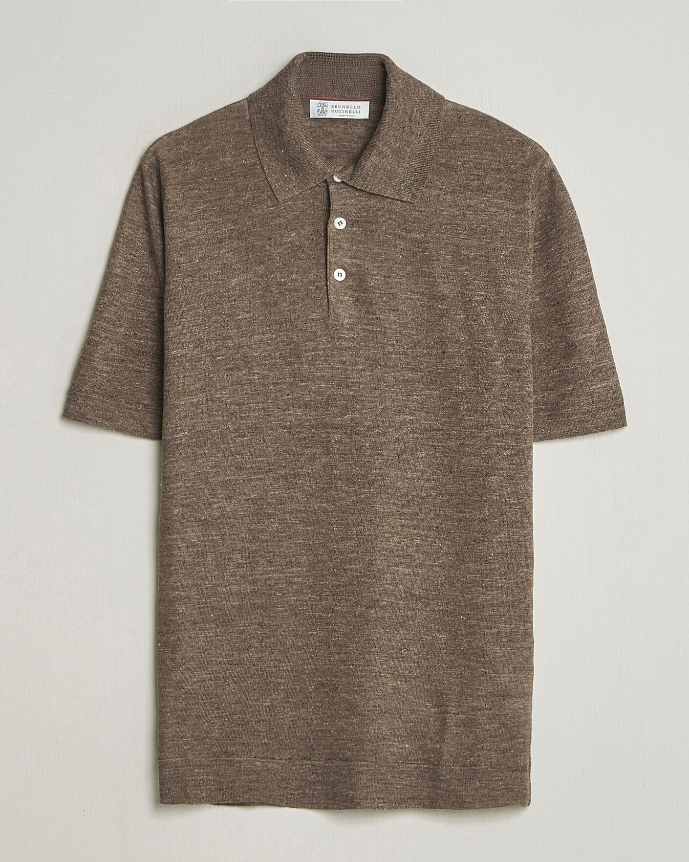 Hombres | Polos | Brunello Cucinelli | Linen Knitted Polo Brown