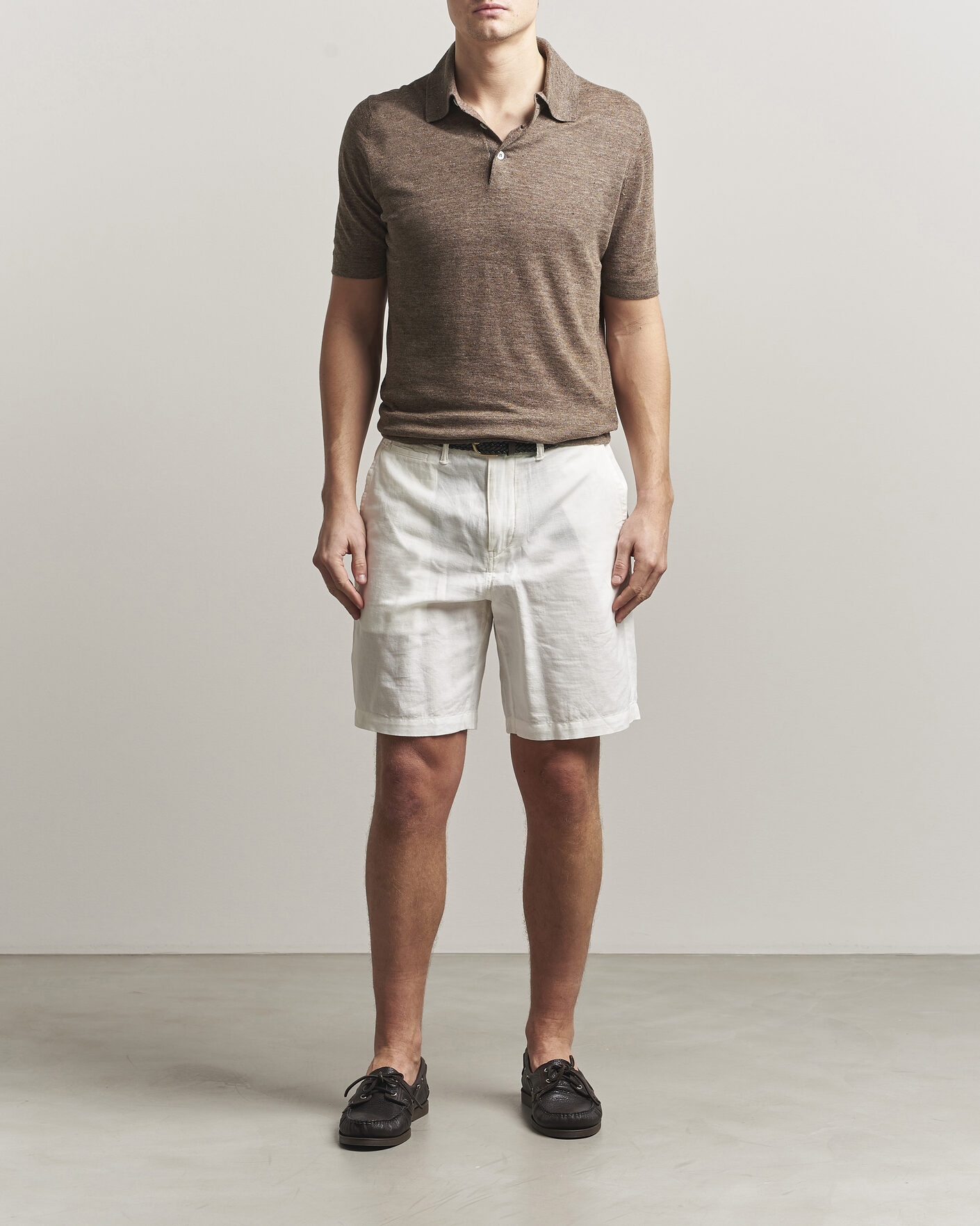 Hombres | Polos | Brunello Cucinelli | Linen Knitted Polo Brown