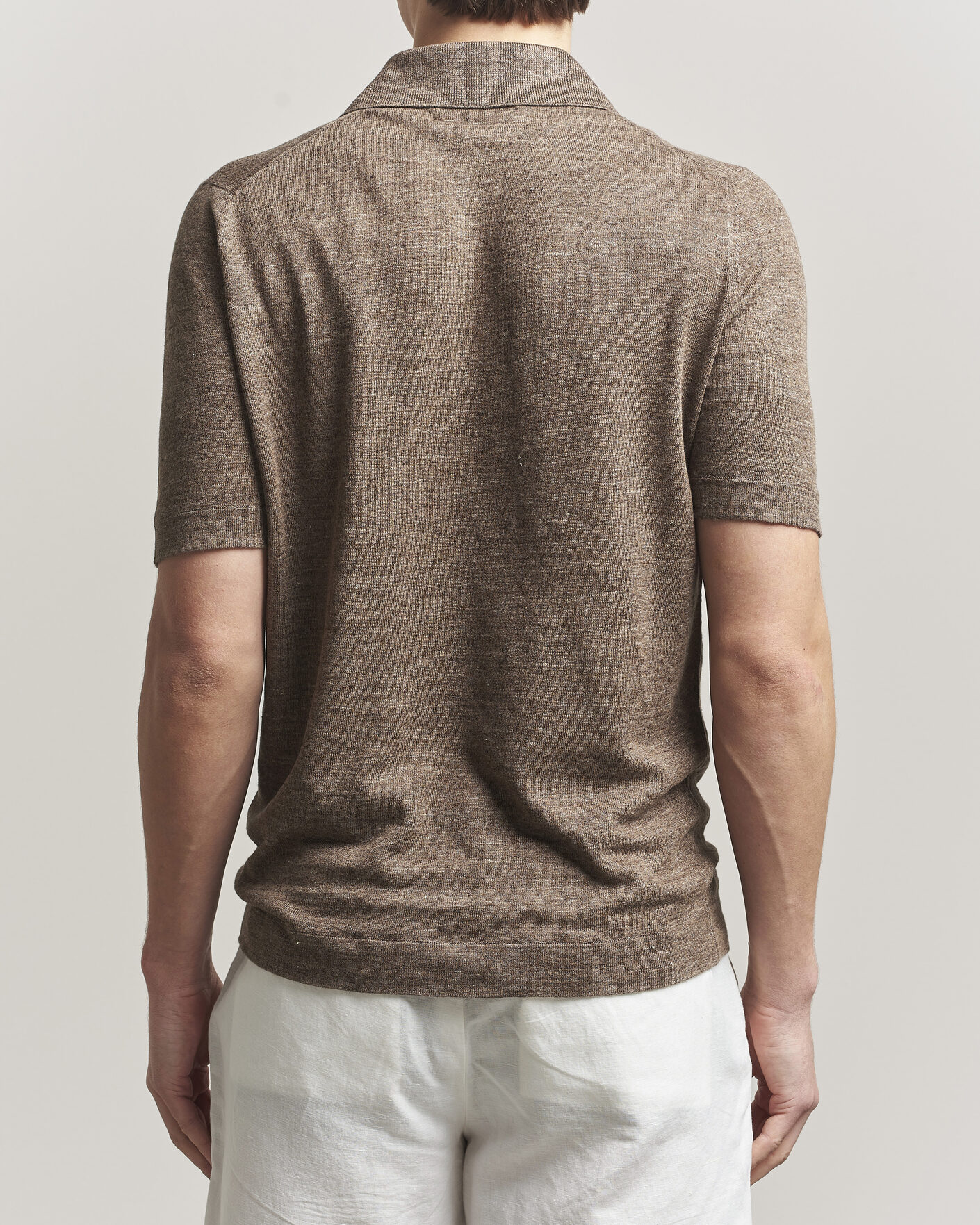 Hombres | Polos | Brunello Cucinelli | Linen Knitted Polo Brown