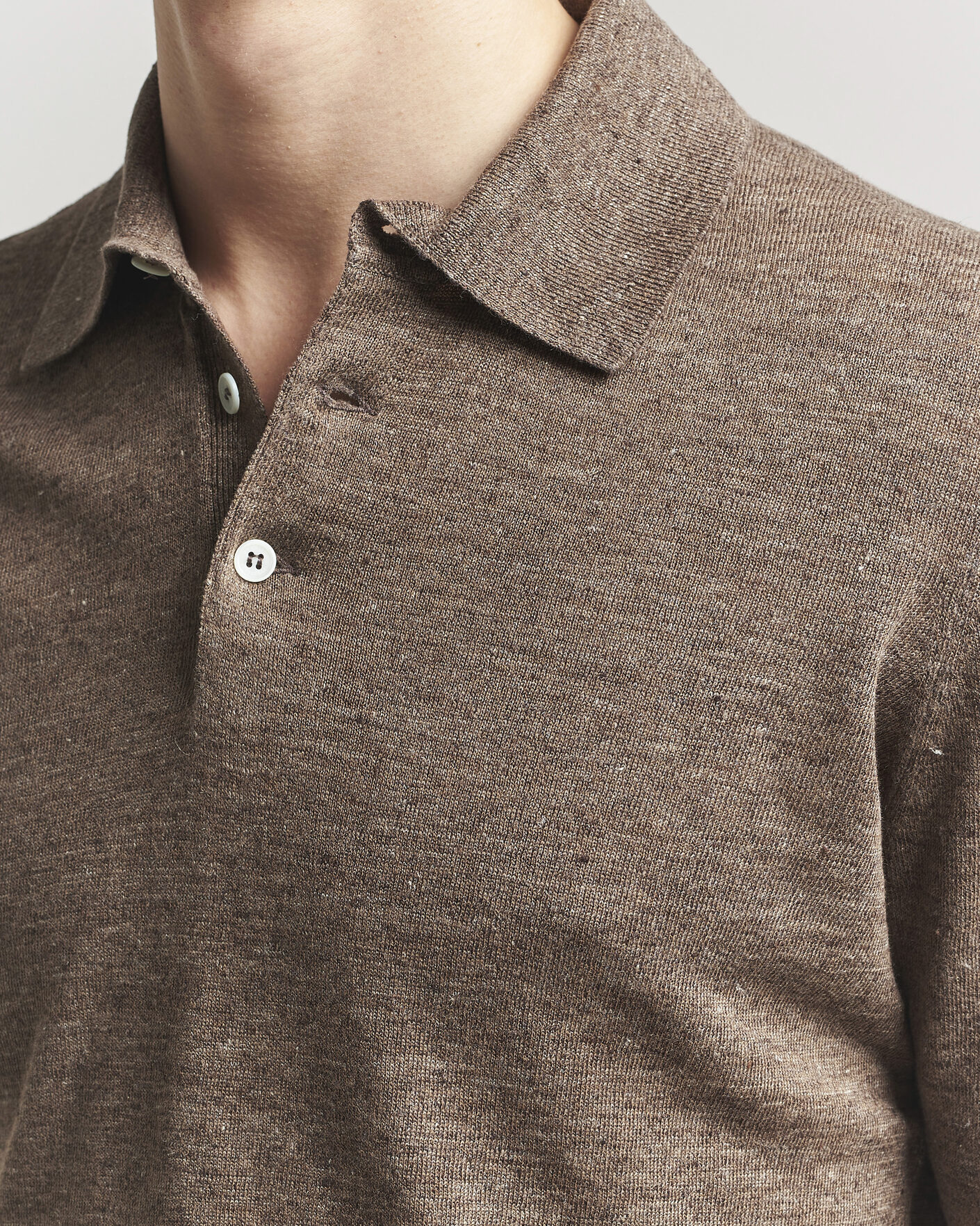 Hombres | Polos | Brunello Cucinelli | Linen Knitted Polo Brown