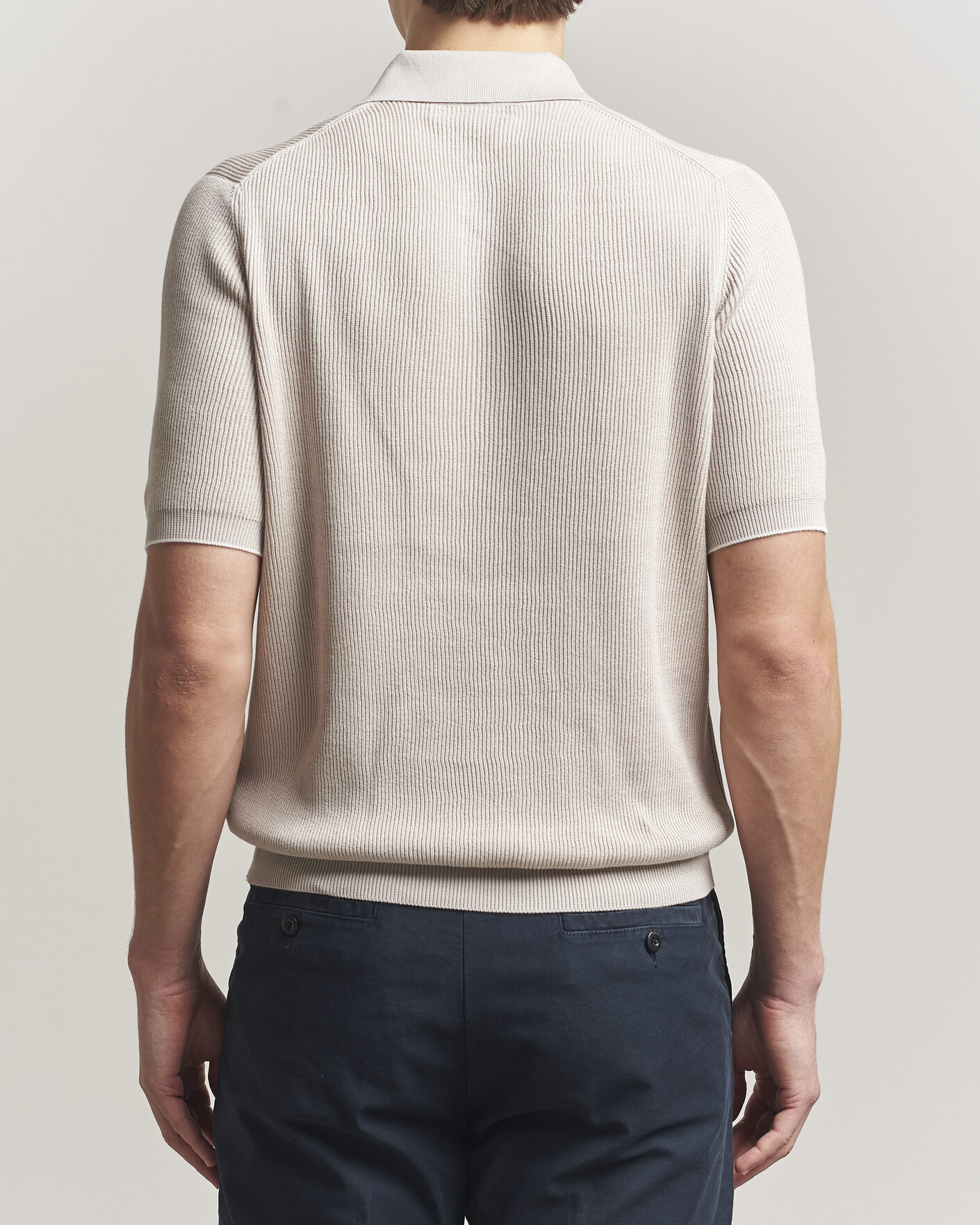 Hombres | Polos | Brunello Cucinelli | Cotton Rib Knitted Polo Light Beige