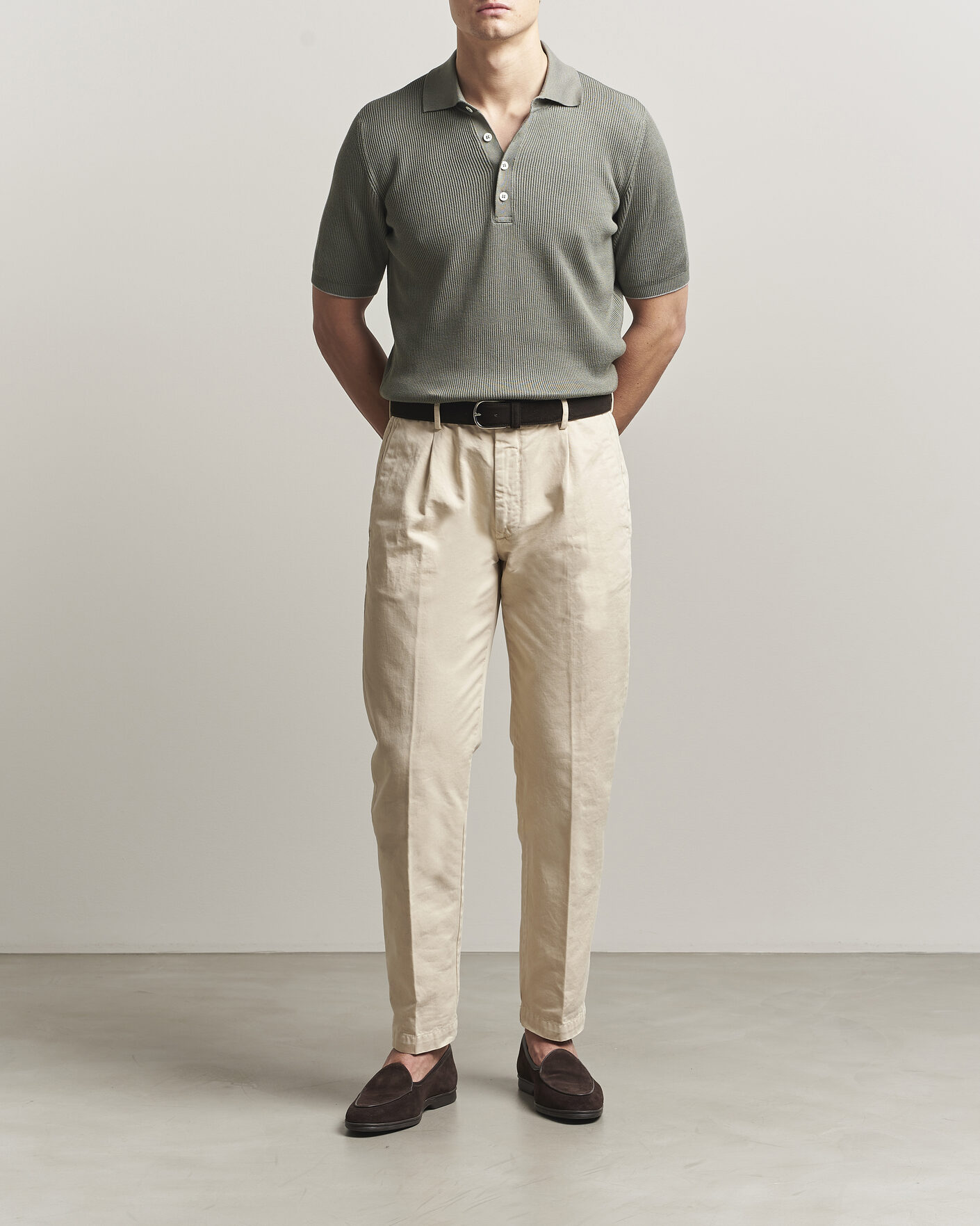 Hombres | Polos | Brunello Cucinelli | Cotton Rib Knitted Polo Olive