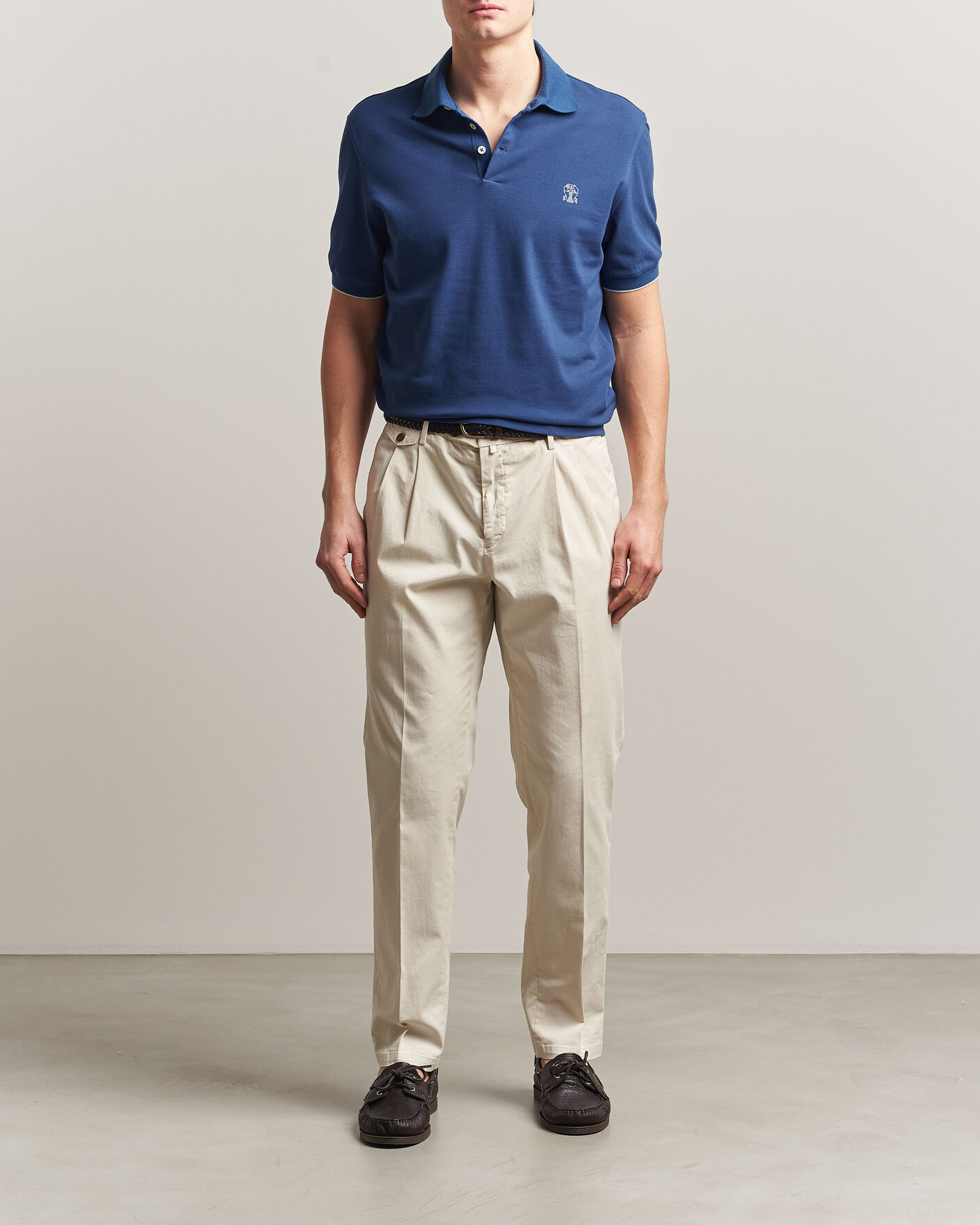 Hombres | Polos | Brunello Cucinelli | Short Sleeve Logo Polo Blue