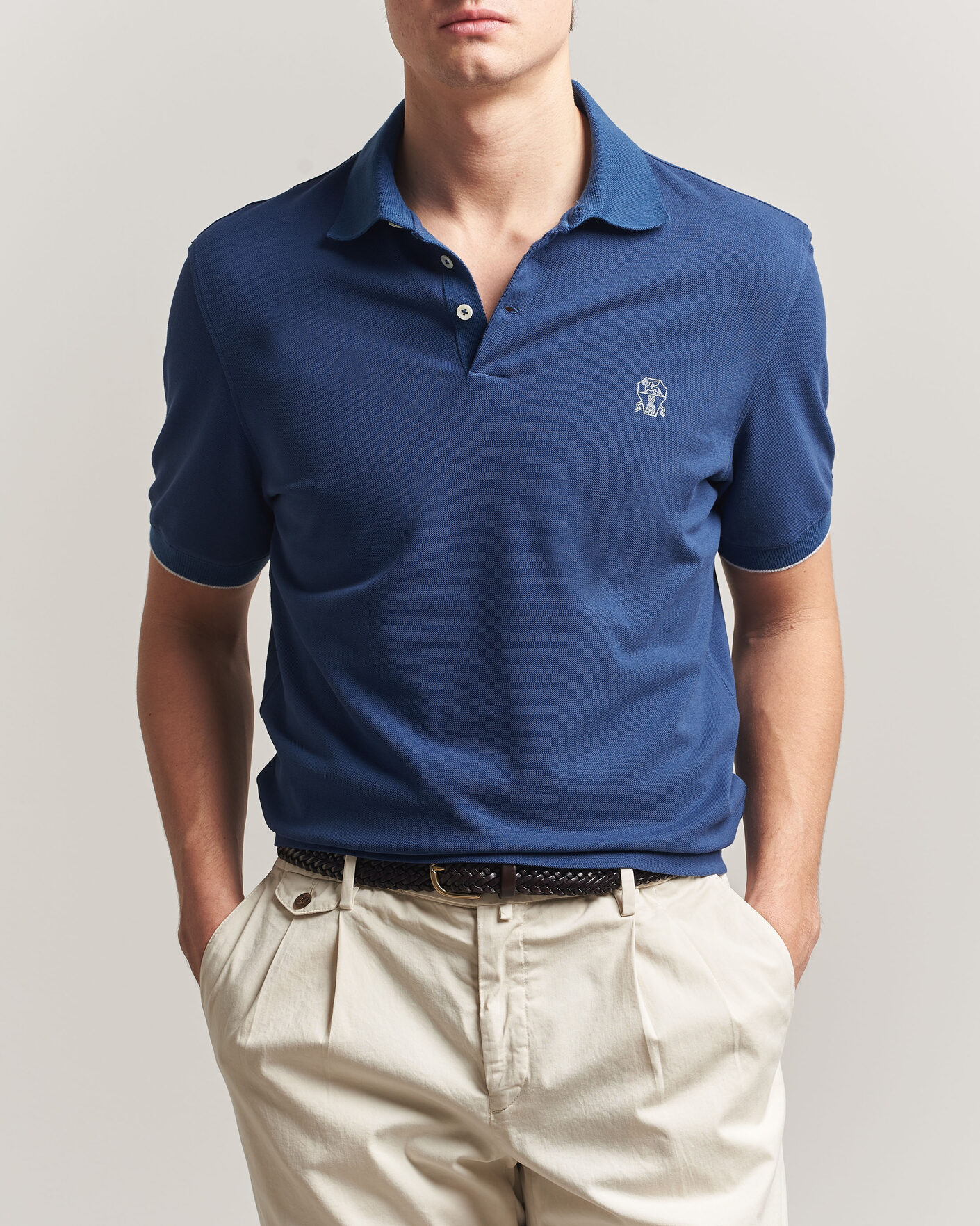 Hombres | Polos | Brunello Cucinelli | Short Sleeve Logo Polo Blue