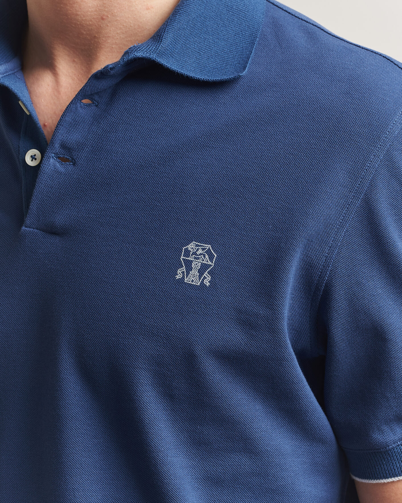 Hombres | Polos | Brunello Cucinelli | Short Sleeve Logo Polo Blue