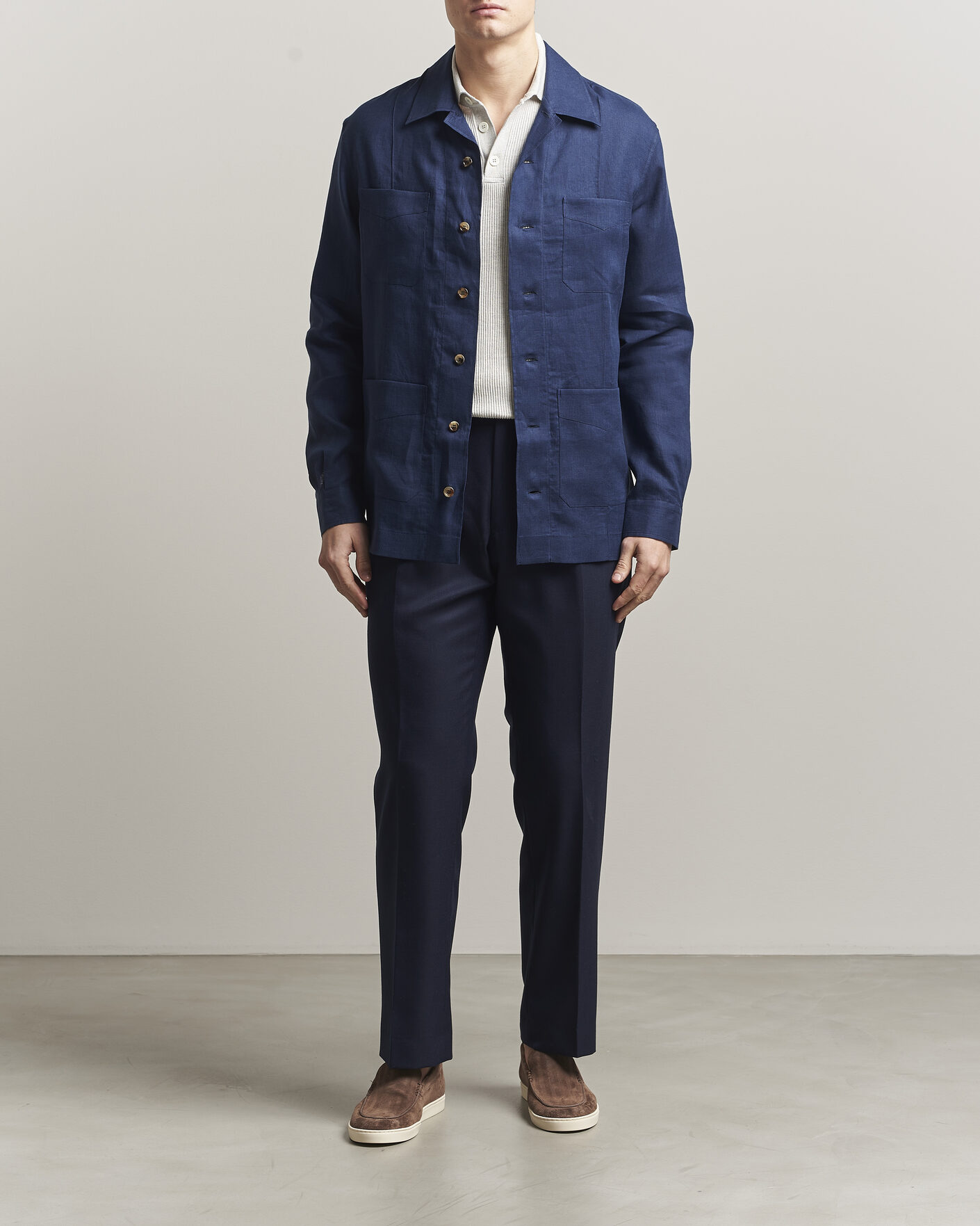 Hombres | Camisas | Brunello Cucinelli | Linen Shirt Jacket Navy