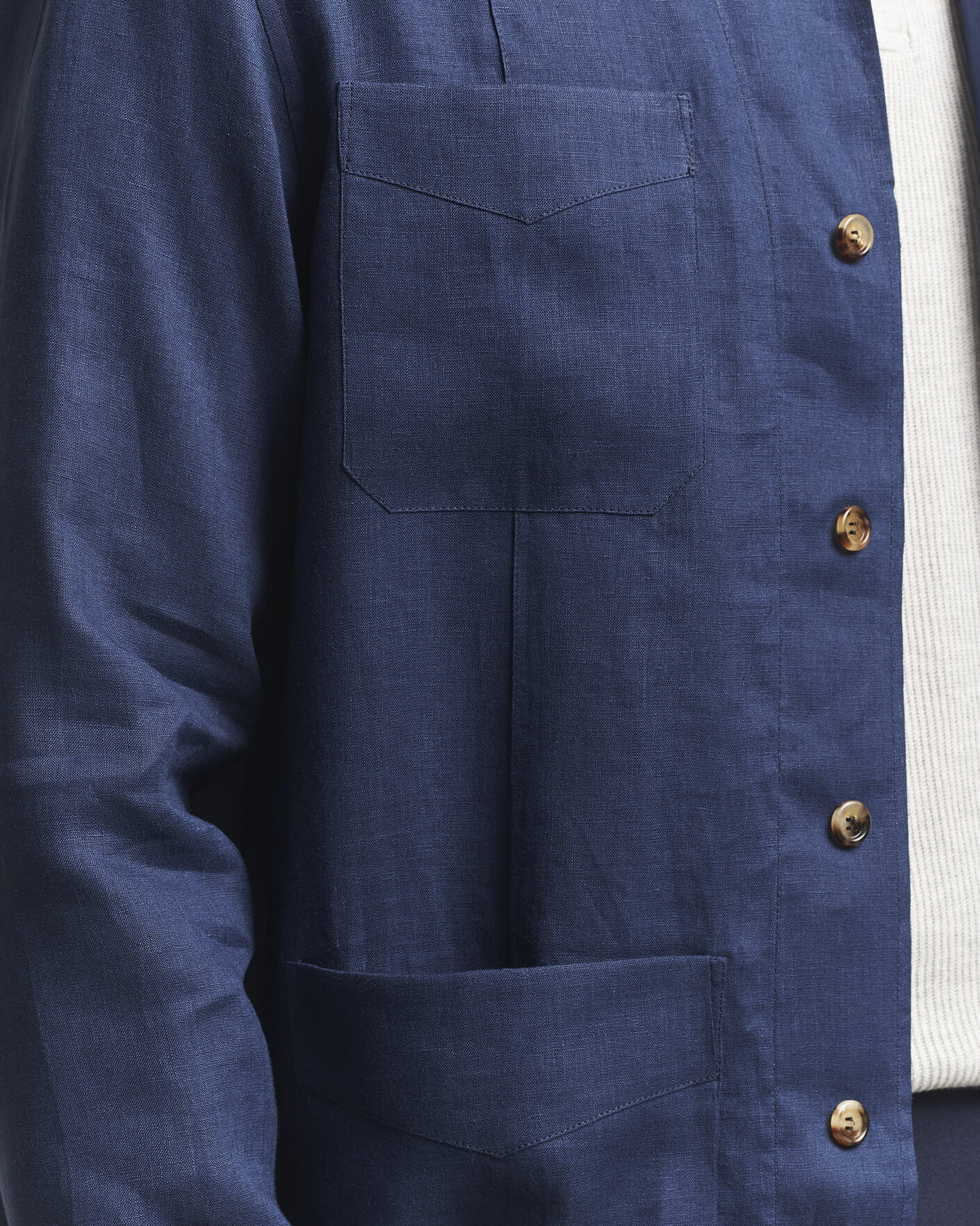 Hombres | Camisas | Brunello Cucinelli | Linen Shirt Jacket Navy