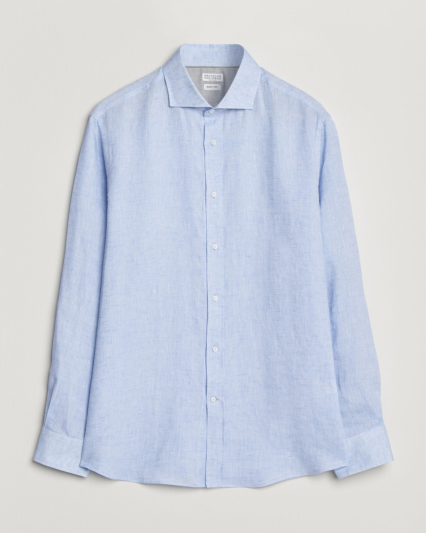 Hombres | Camisas | Brunello Cucinelli | Easy Fit Linen Shirt Light Blue