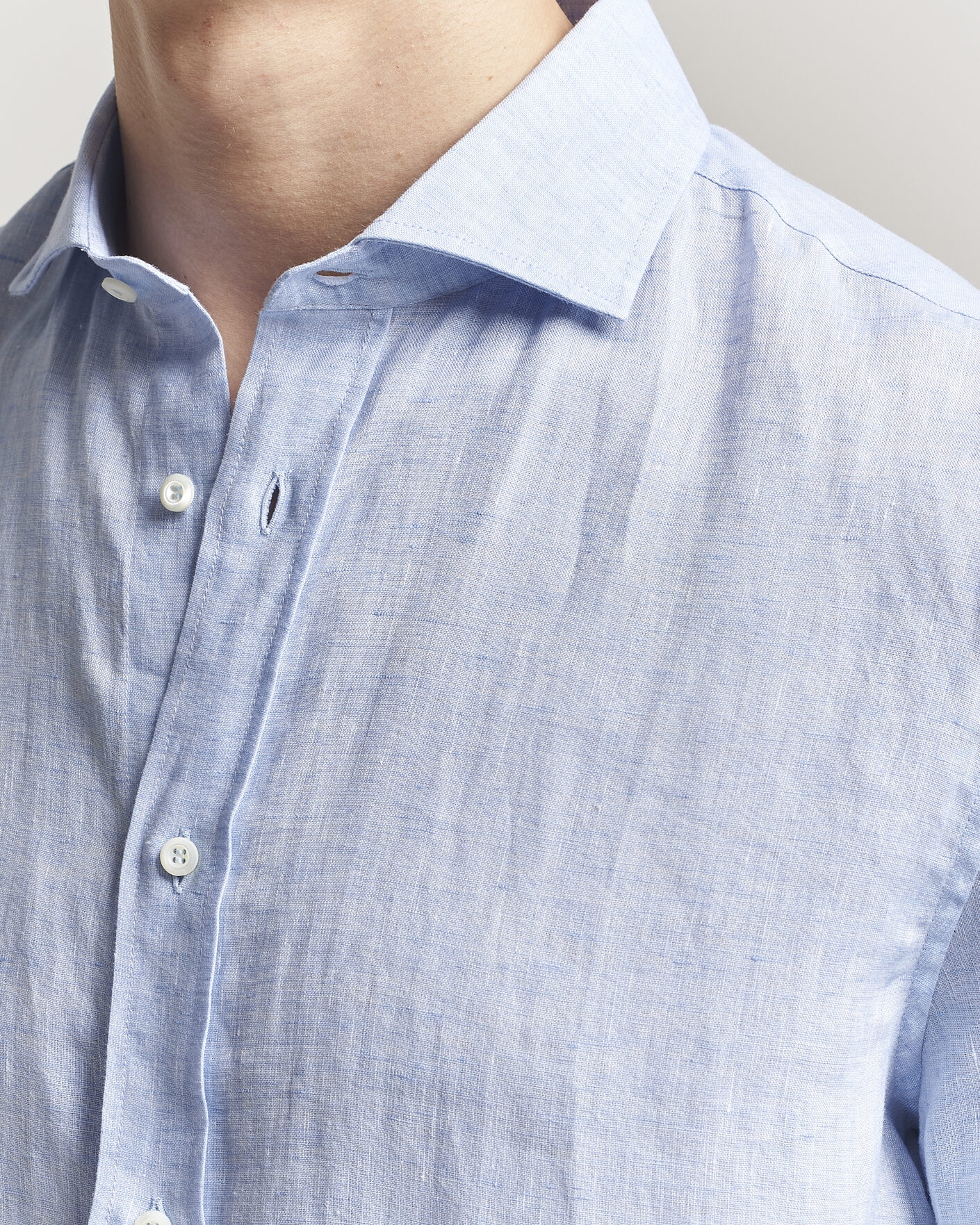 Hombres | Camisas | Brunello Cucinelli | Easy Fit Linen Shirt Light Blue