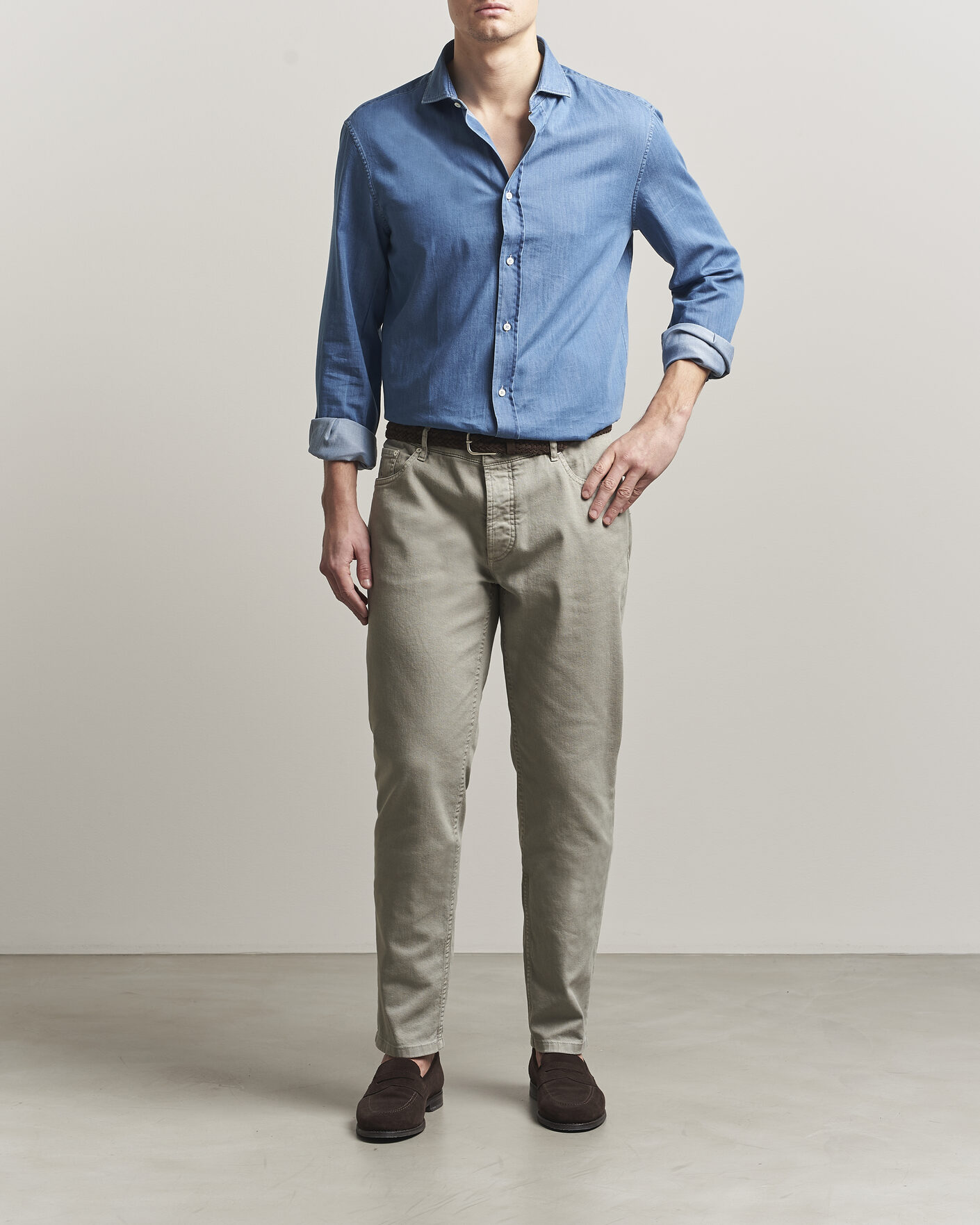 Hombres | Camisas | Brunello Cucinelli | Easy Fit Denim Shirt Medium Blue Wash