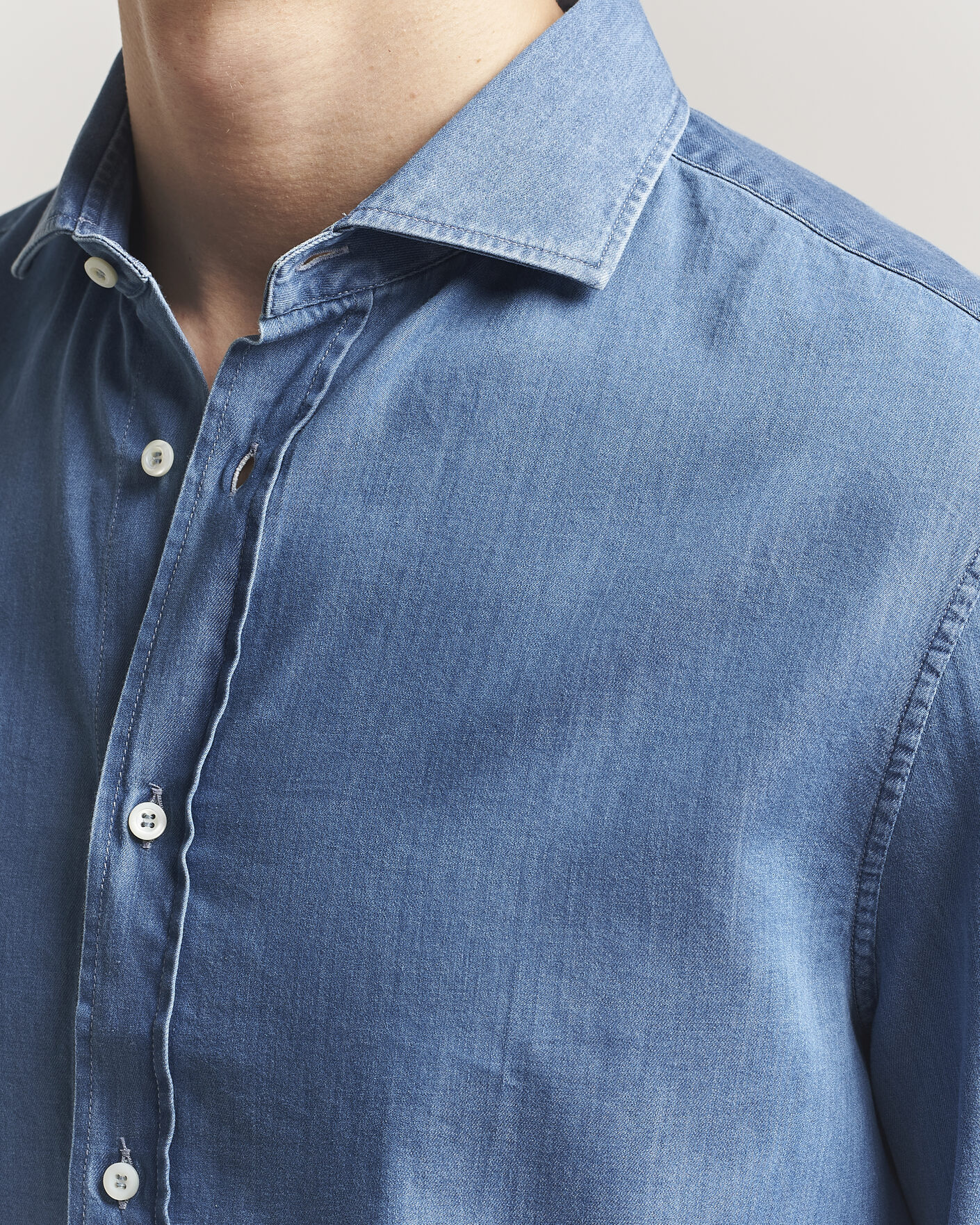 Hombres | Camisas | Brunello Cucinelli | Easy Fit Denim Shirt Medium Blue Wash